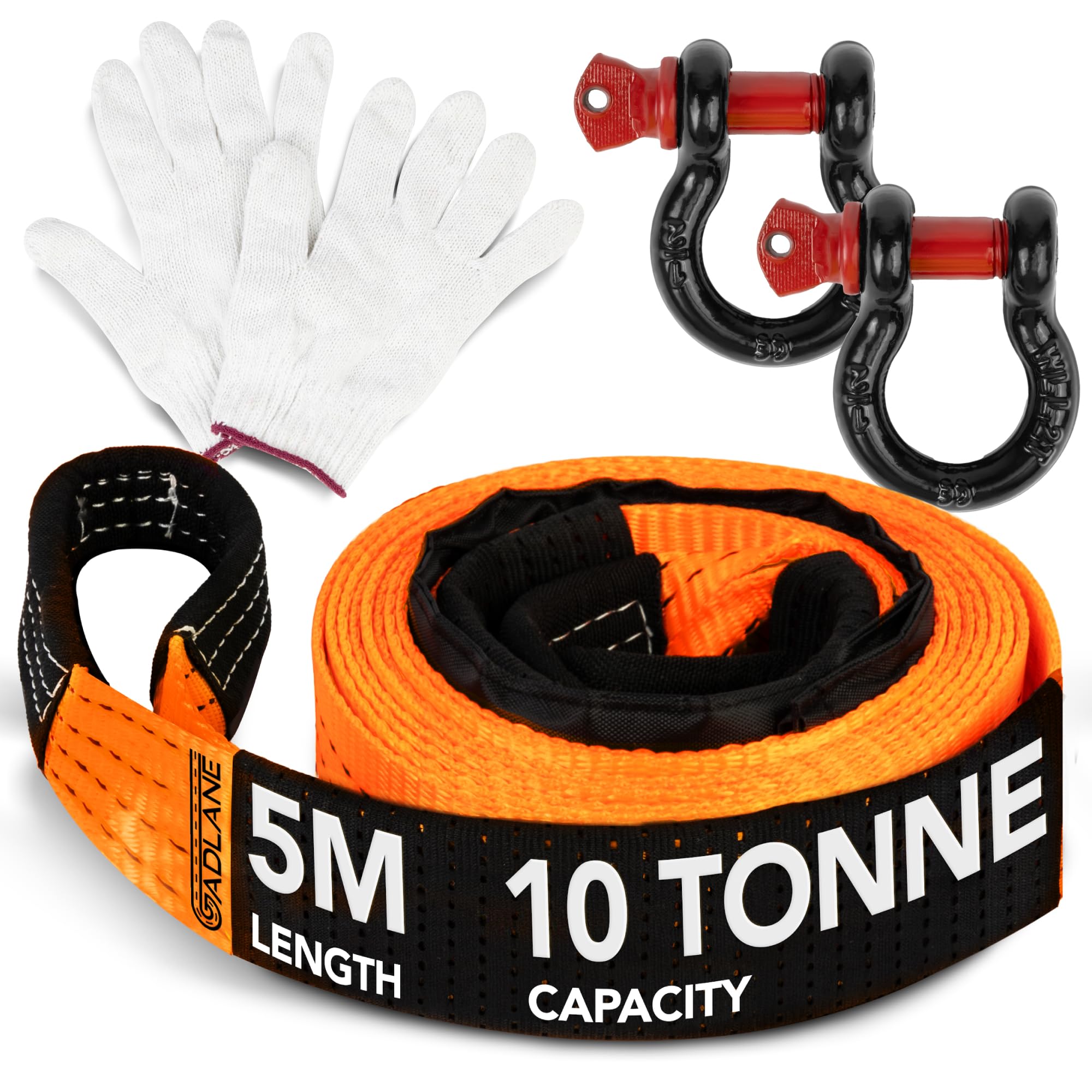 GADLANE TOW ROPE 5M X 5CM,10 TON - ORANGE