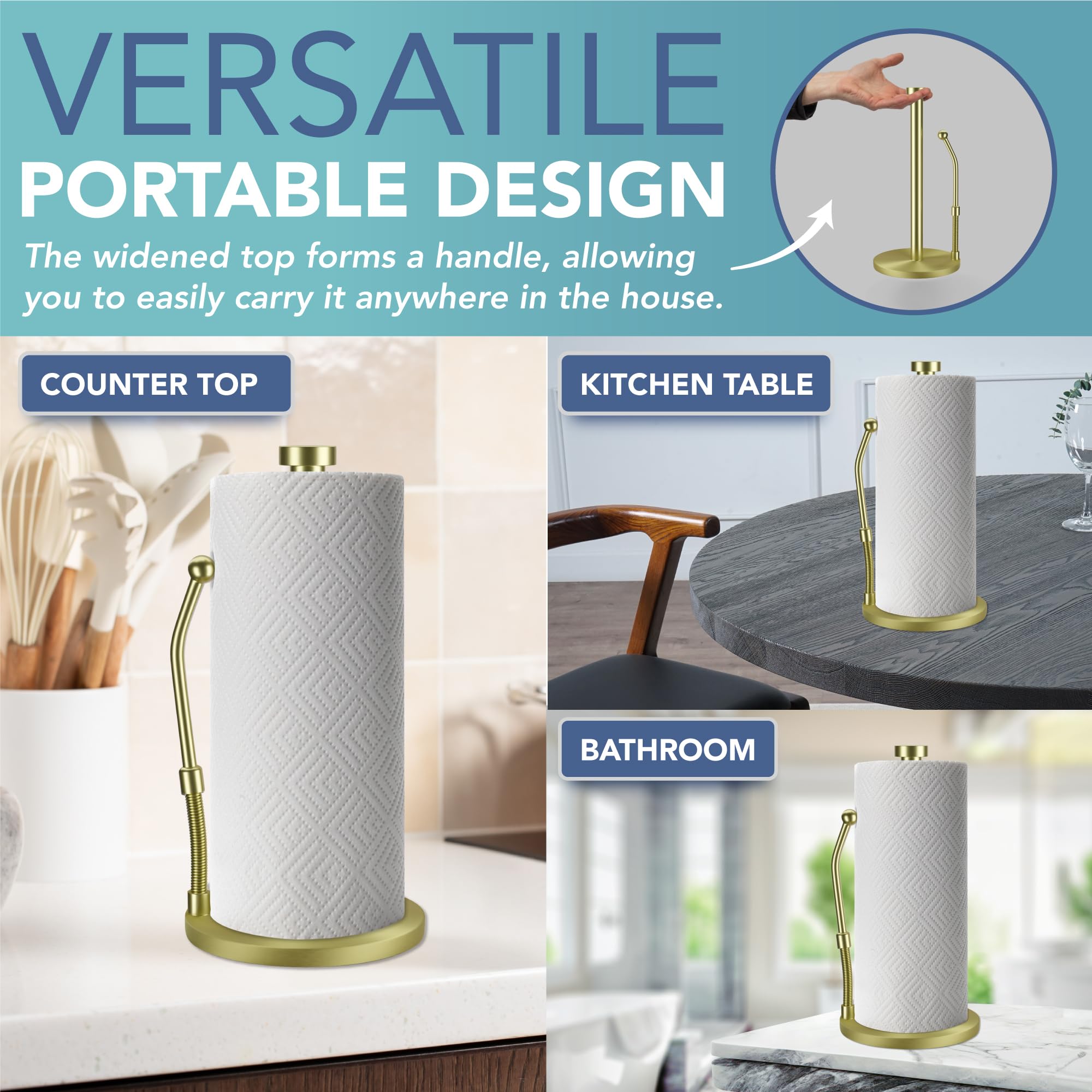 HEFTMAN KITCHEN ROLL HOLDER - GOLD