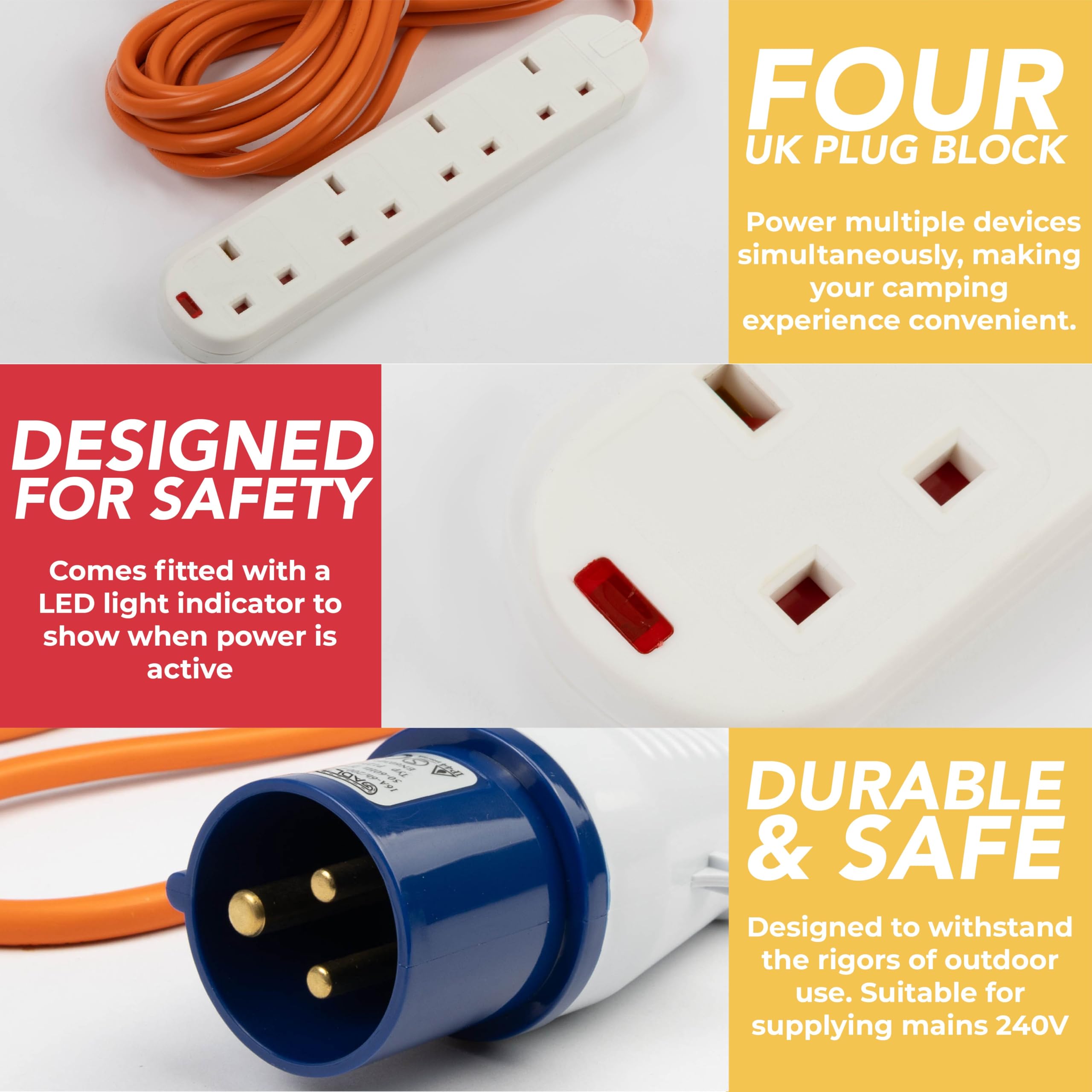 GADLANE CAMPING EXTENSION LEAD - 1 M