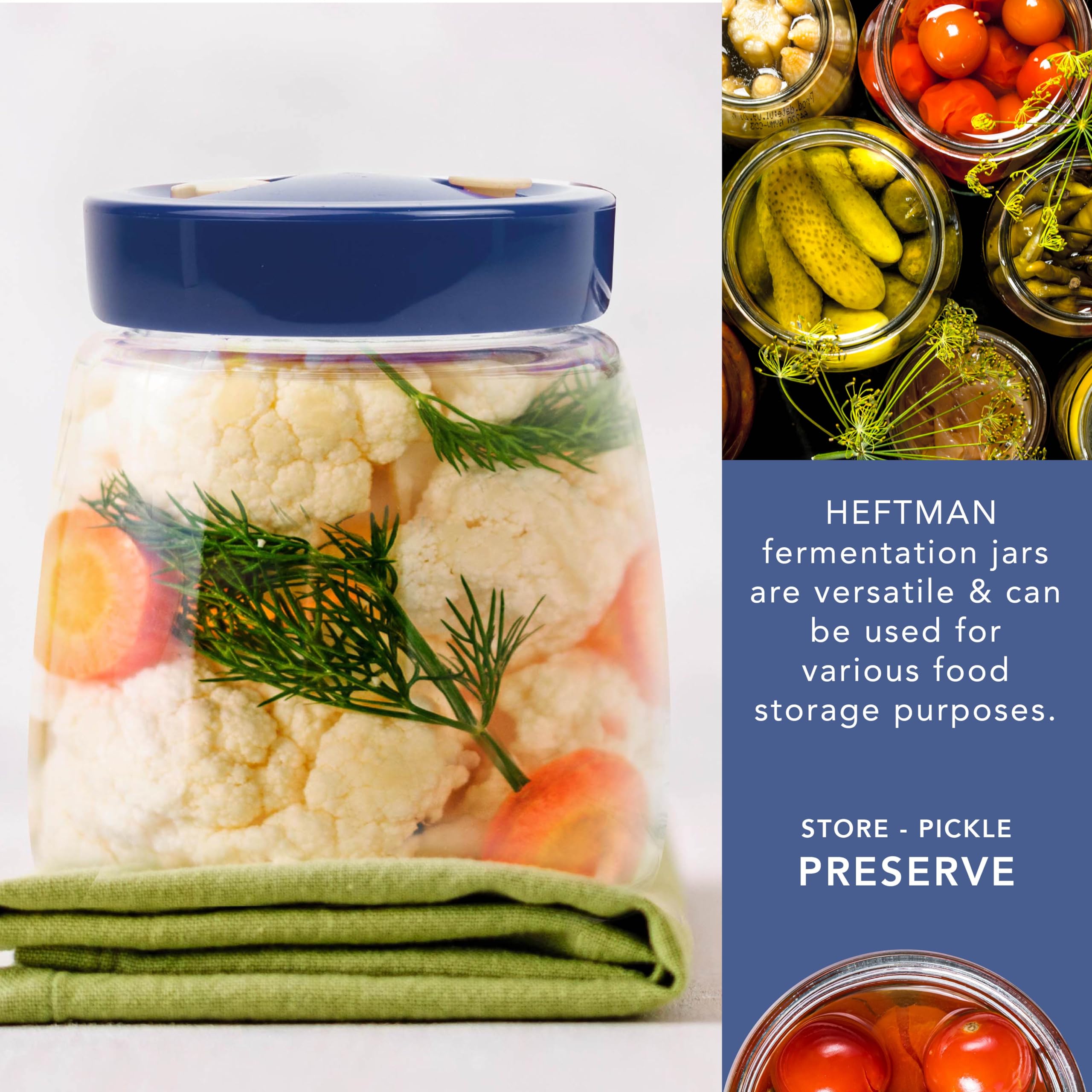 HEFTMAN FERMENTATION JAR 1 LITRE BLUE - (2 PACK)