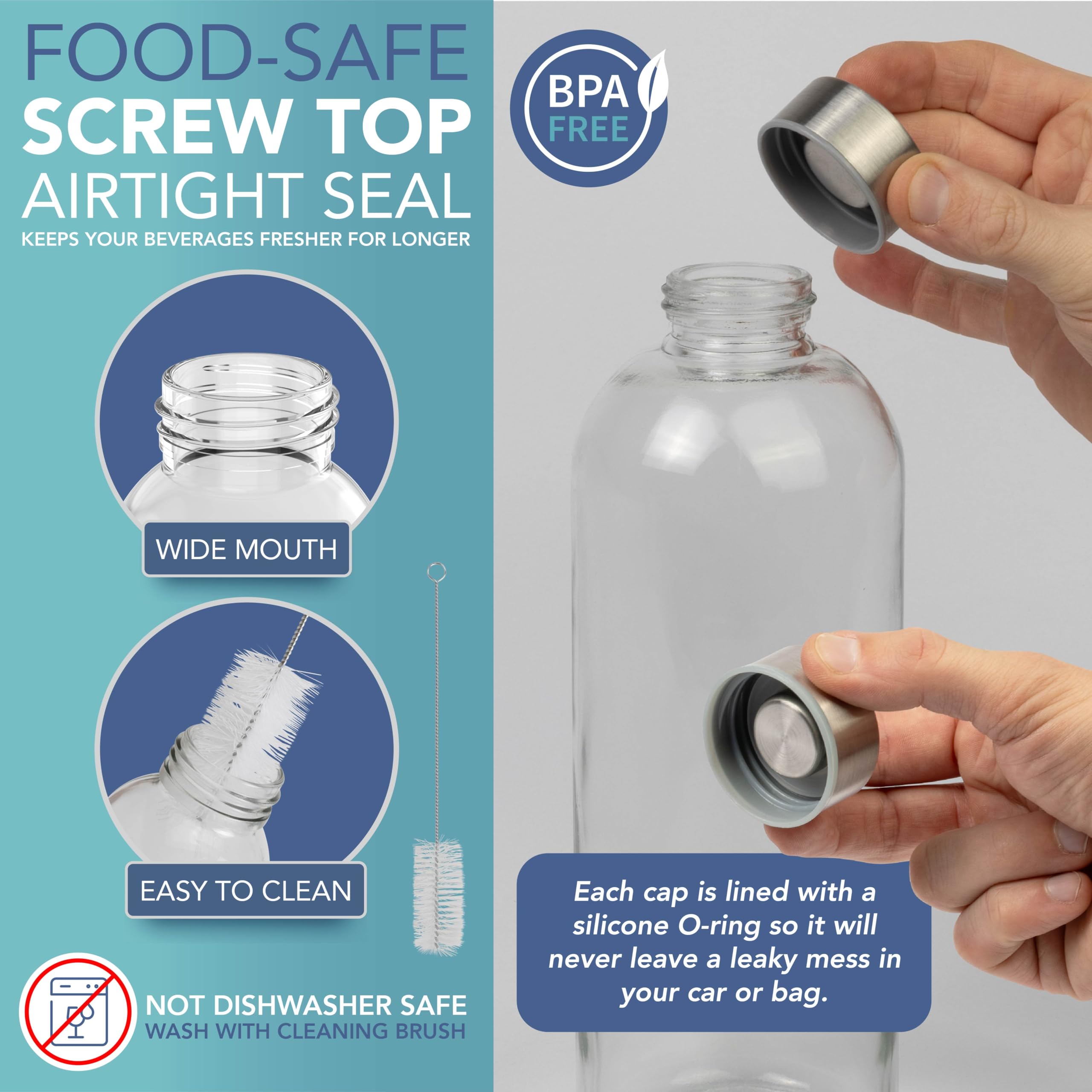 HEFTMAN CLEAR GLASS BOTTLES 1 LITRE - 6 PACK
