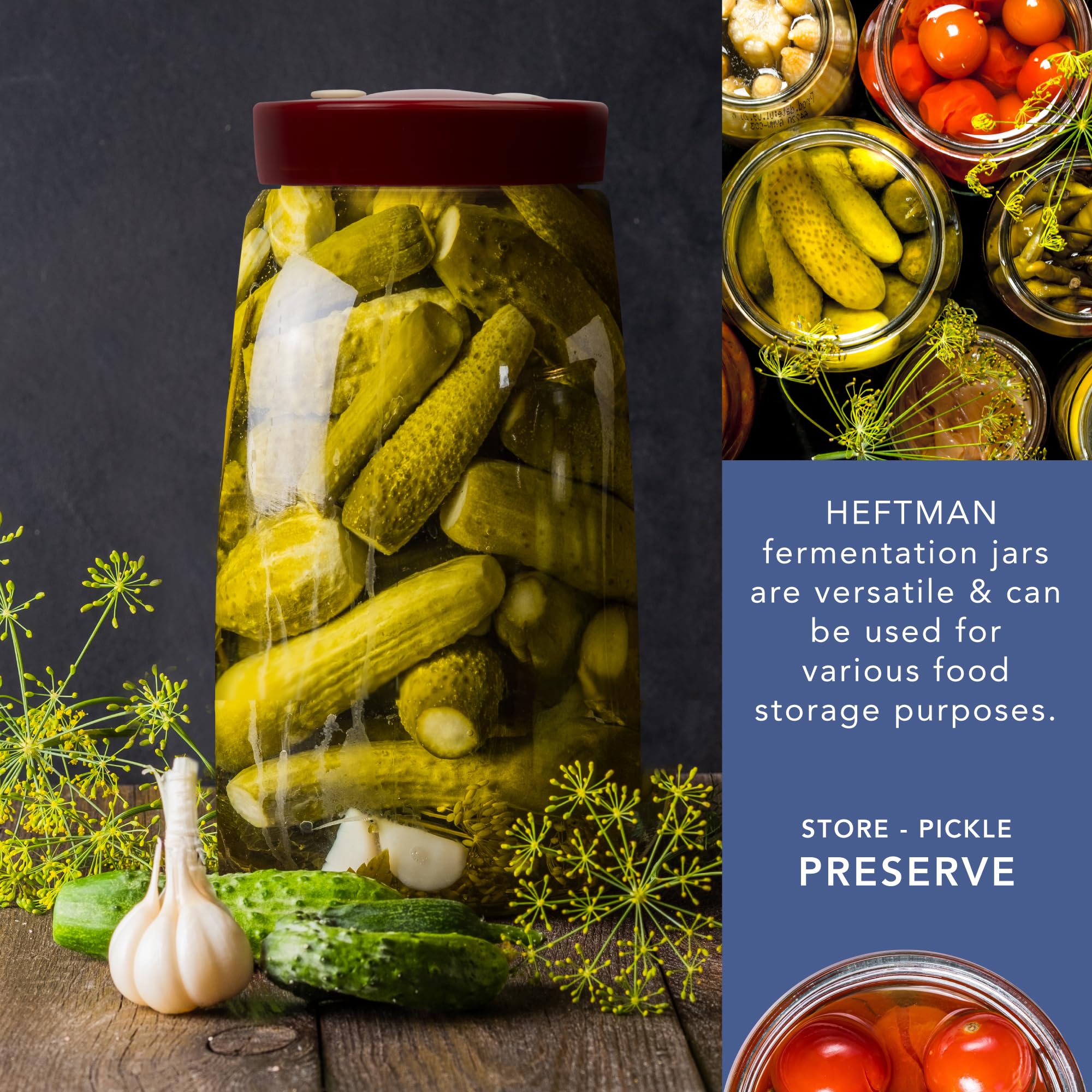HEFTMAN FERMENTATION JAR 2.2 LITRE RED - (2 PACK)