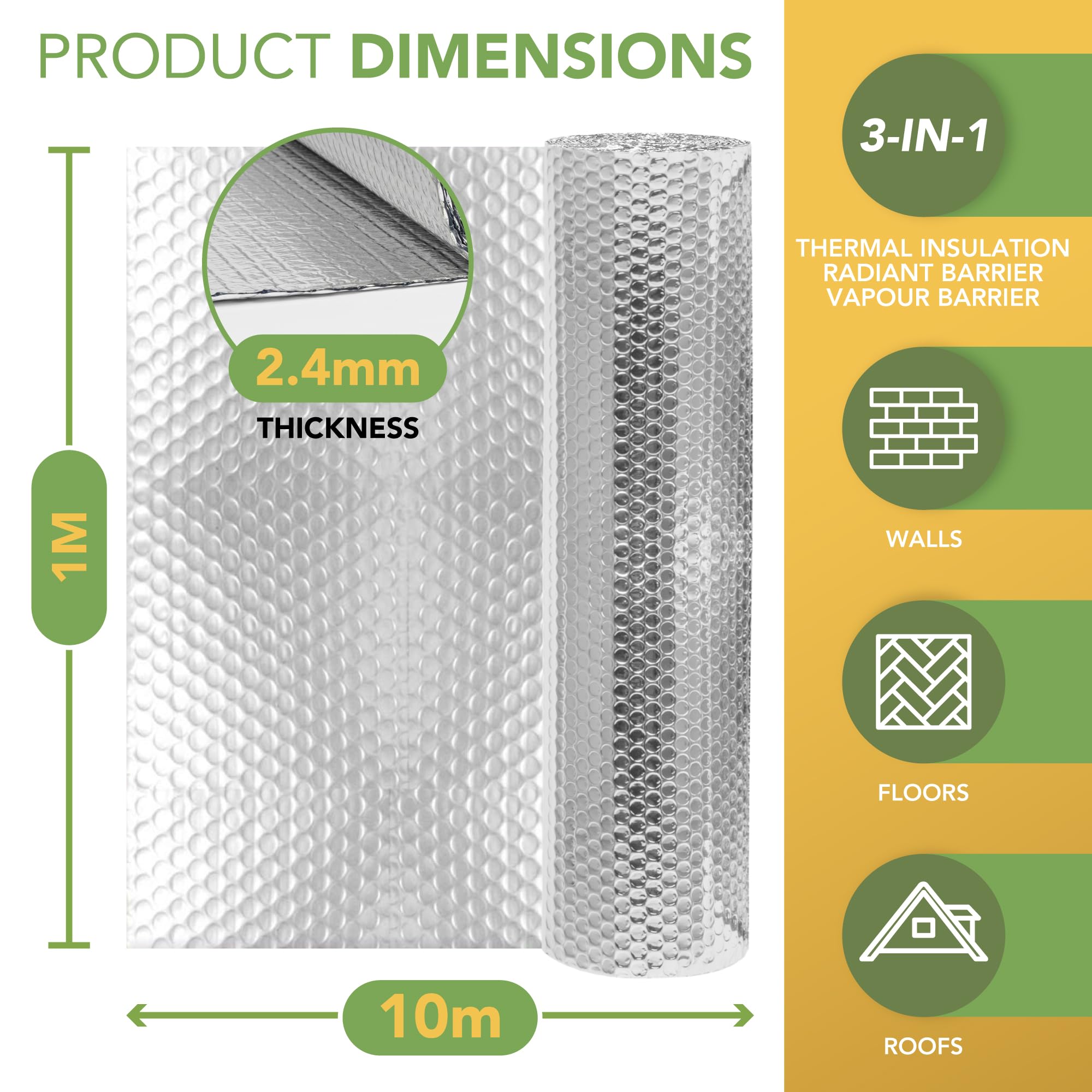 BLOSTM MULTI-PURPOSE FOIL INSULATION ROLL 1M X 10M