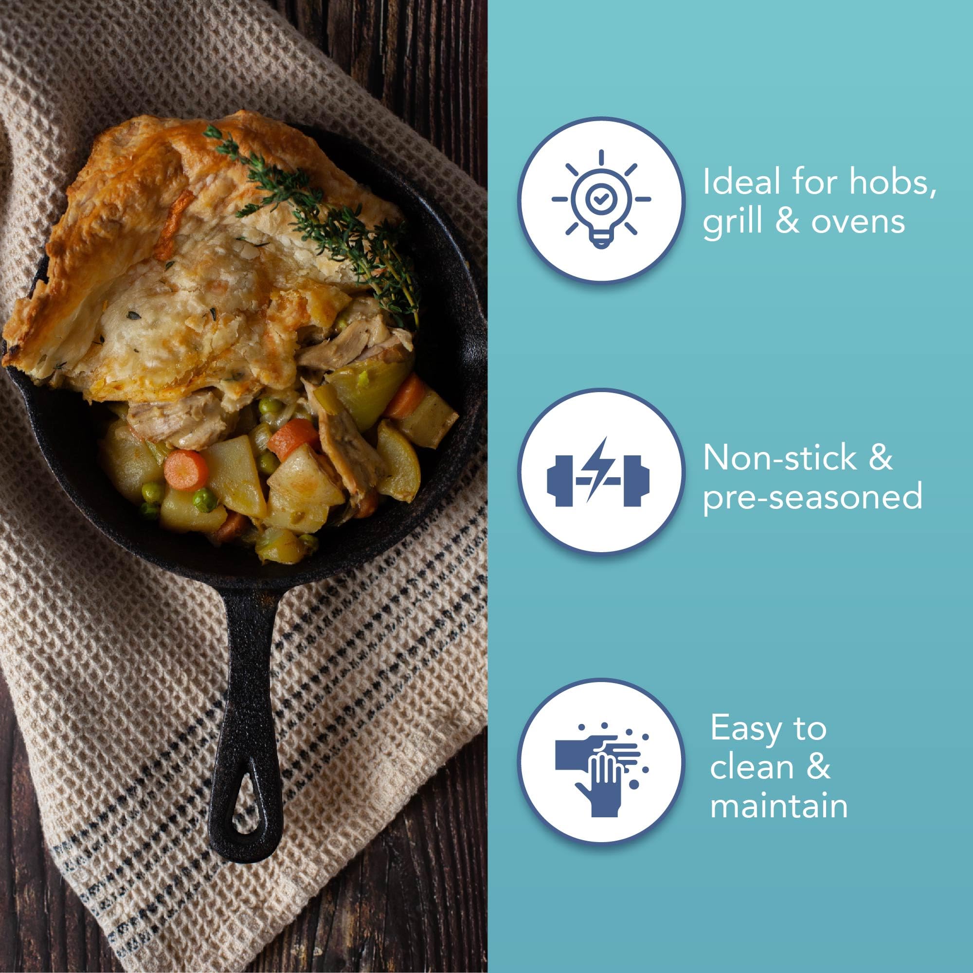 HEFTMAN CAST IRON SKILLETS - SET OF 3
