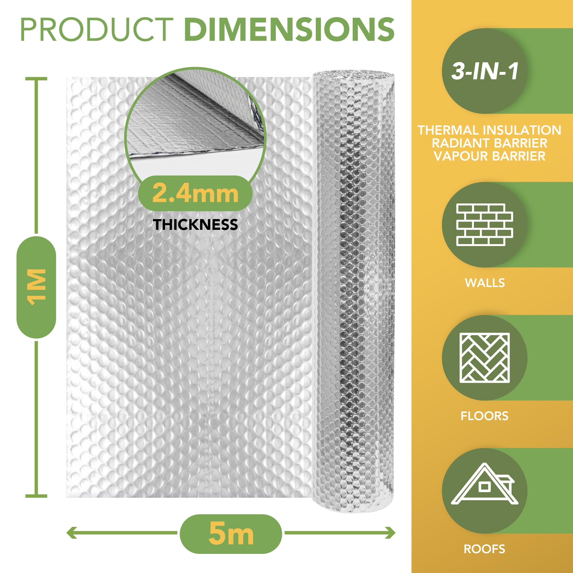 BLOSTM MULTI-PURPOSE FOIL INSULATION ROLL 1M X 5M