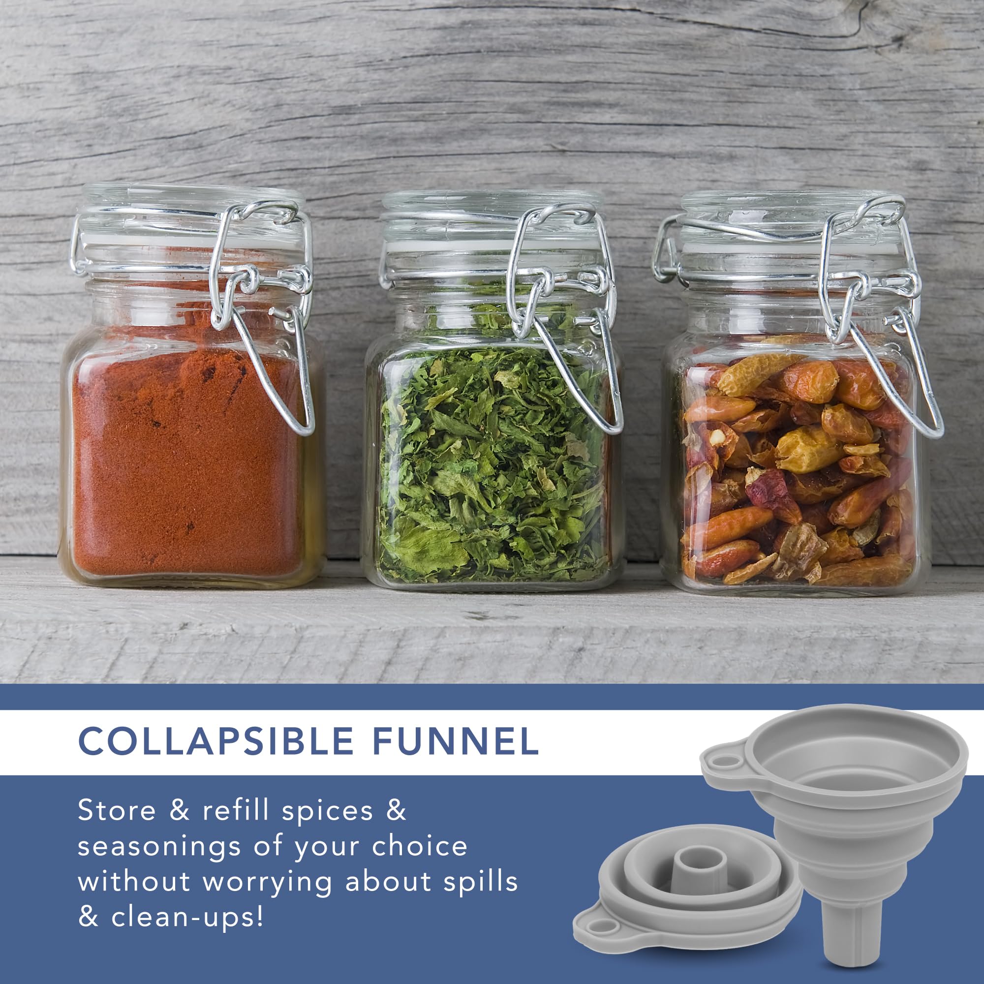 HEFTMAN 12 MINI CLIP TOP SPICE JARS 100ML