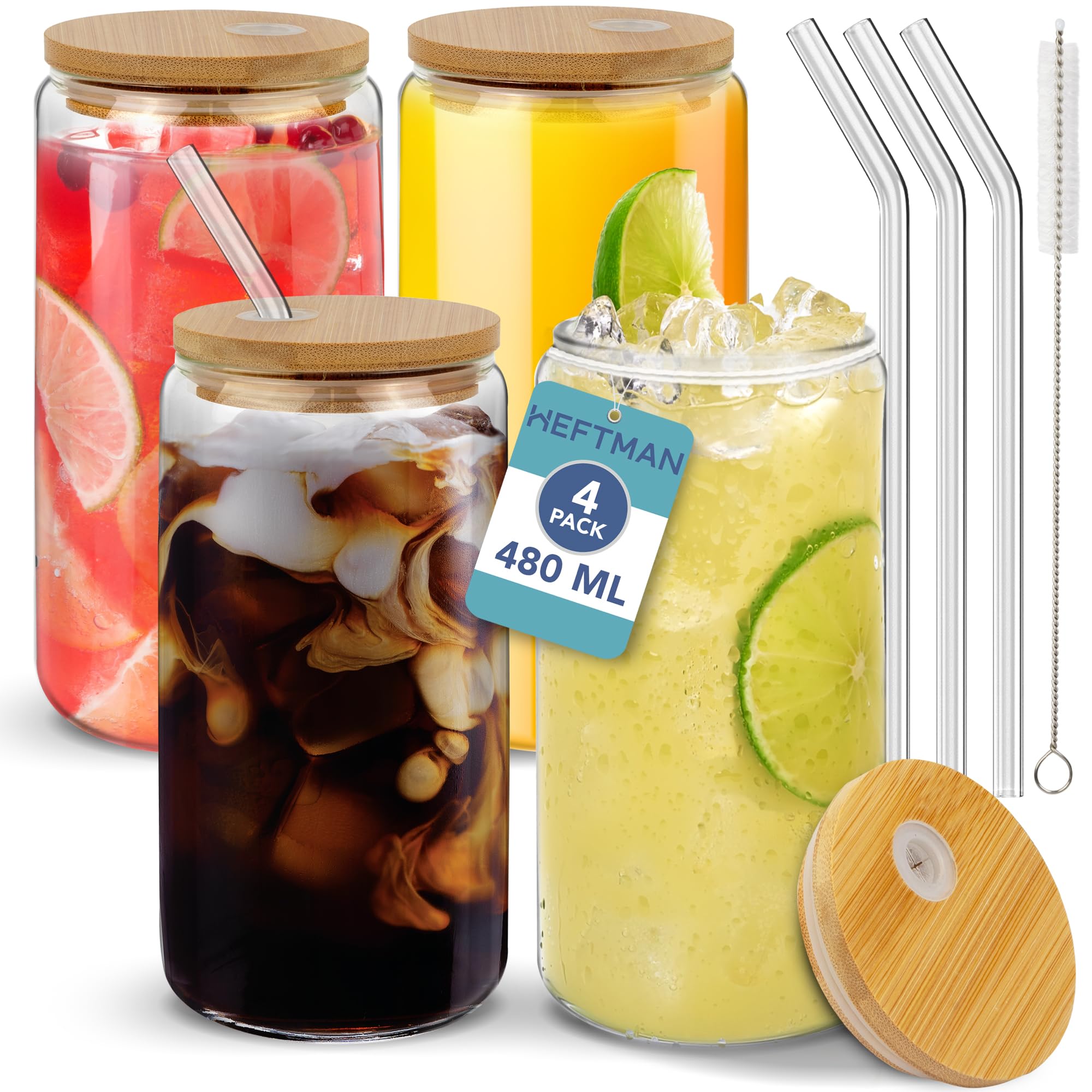 HEFTMAN GLASS CUPS 16OZ / 480ML - 4 PACK