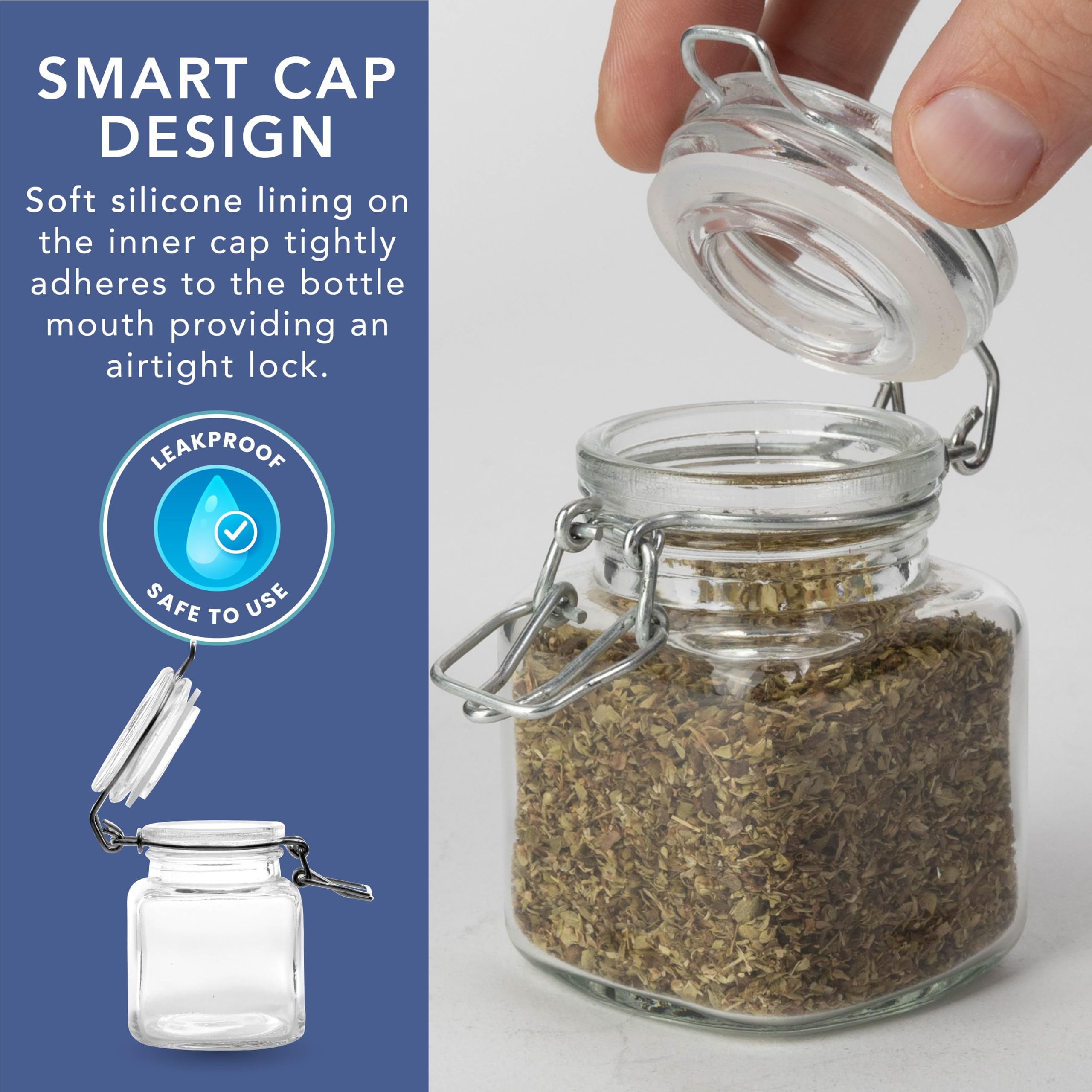 HEFTMAN 12 MINI CLIP TOP SPICE JARS 100ML