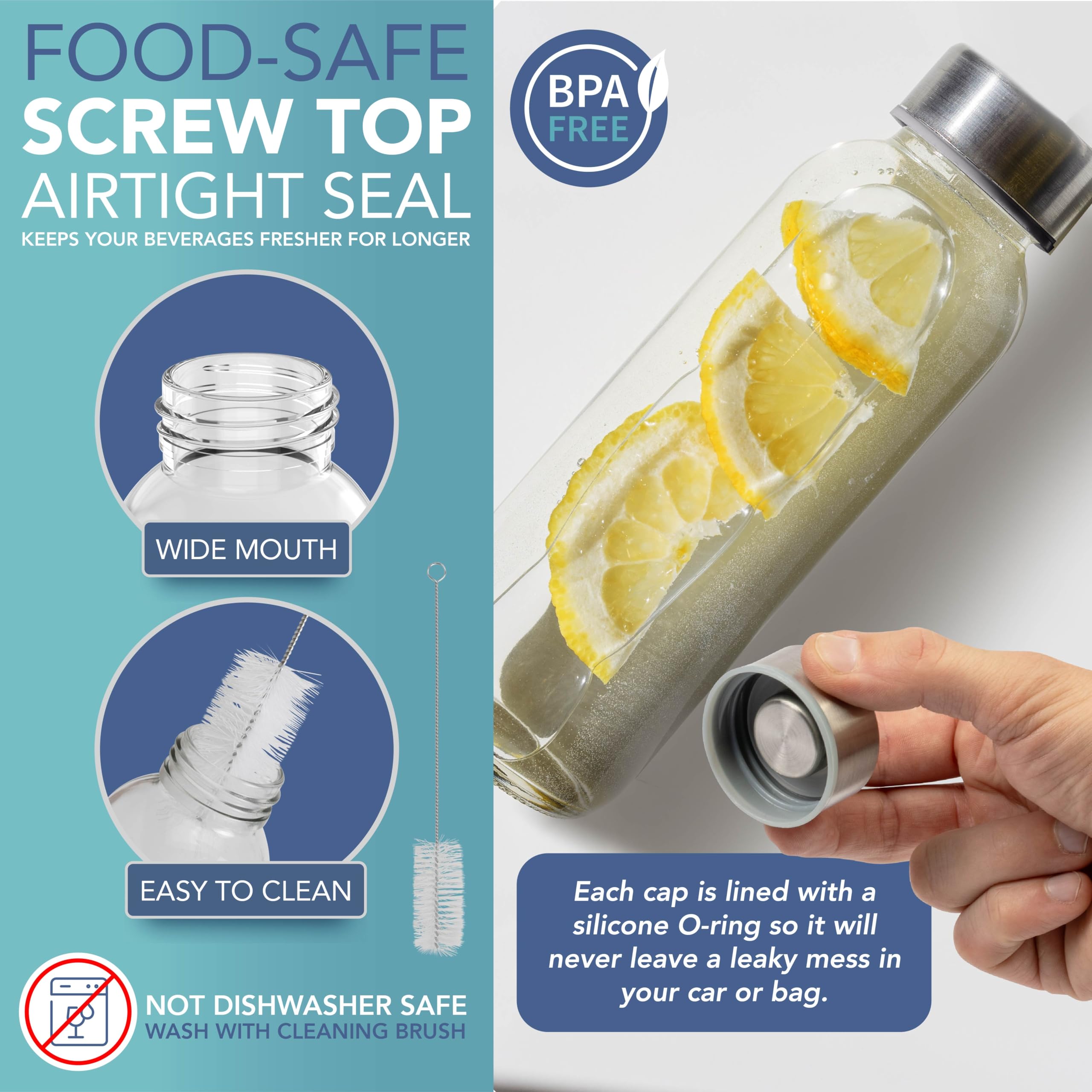 HEFTMAN CLEAR GLASS BOTTLES 250ML - 6 PACK
