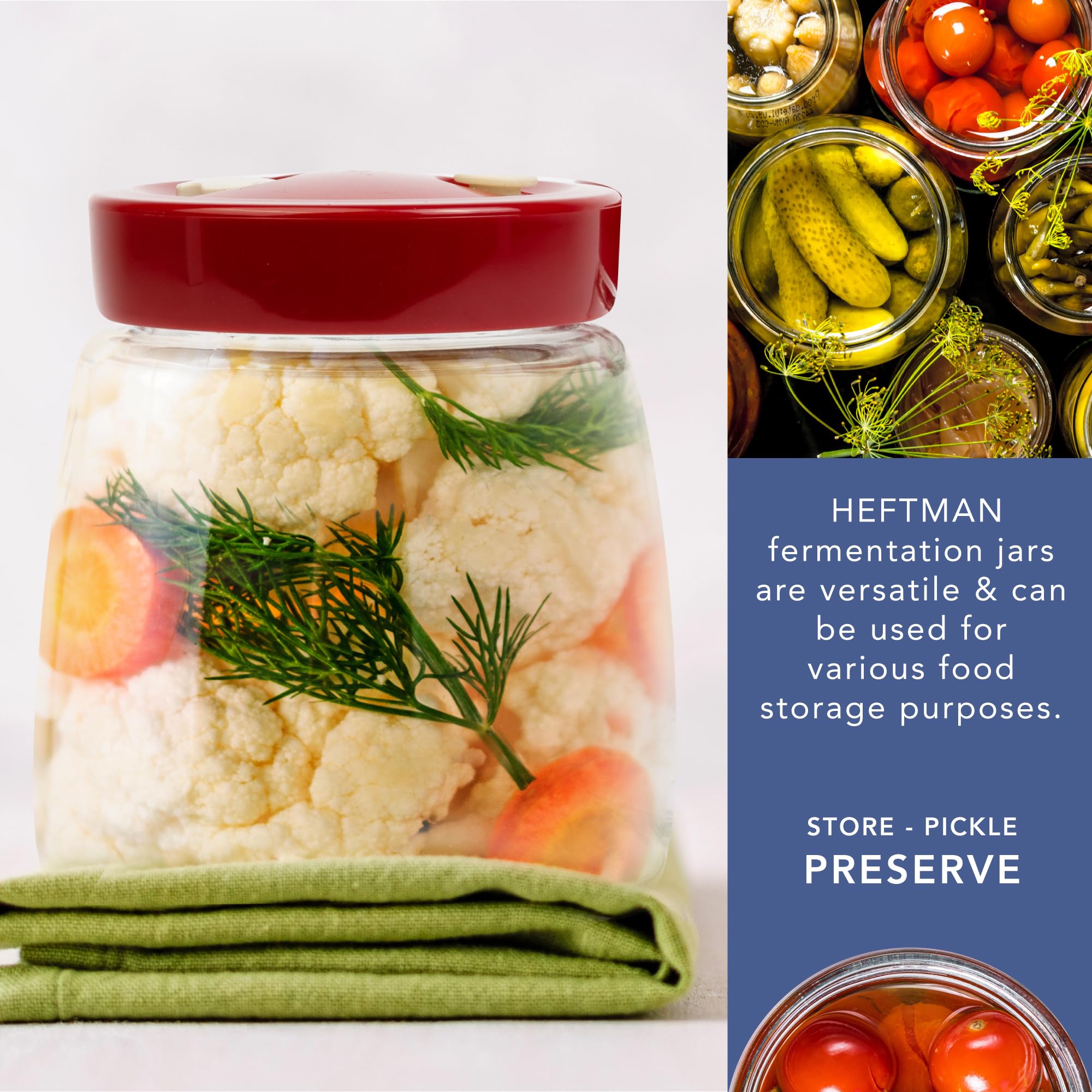 HEFTMAN FERMENTATION JAR 1 LITRE RED - (2 PACK)