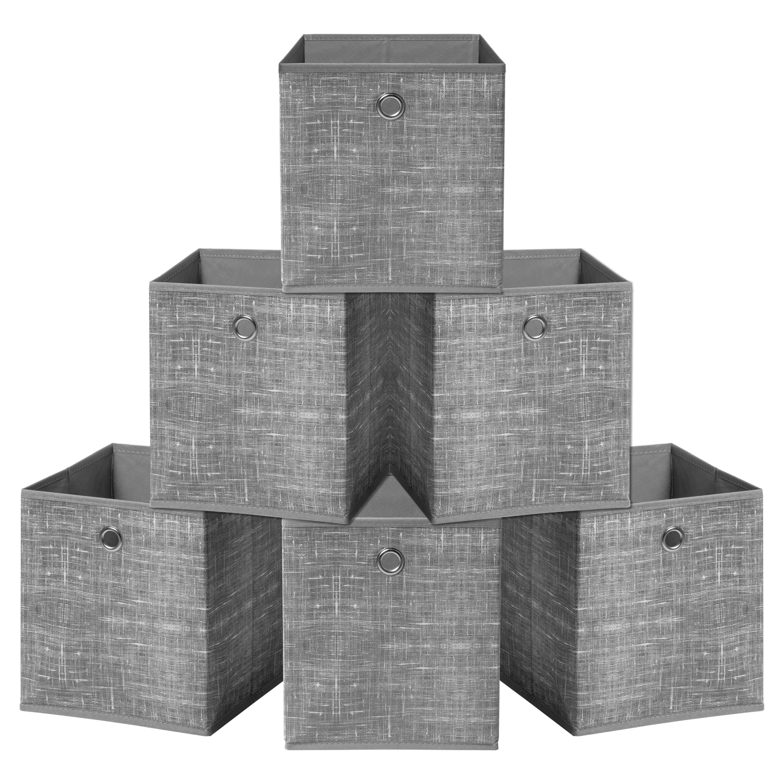 HEFTMAN COLLAPSIBLE STORAGE BOXES - 6 PACK - (26 X 26 X 28CM) - GREY