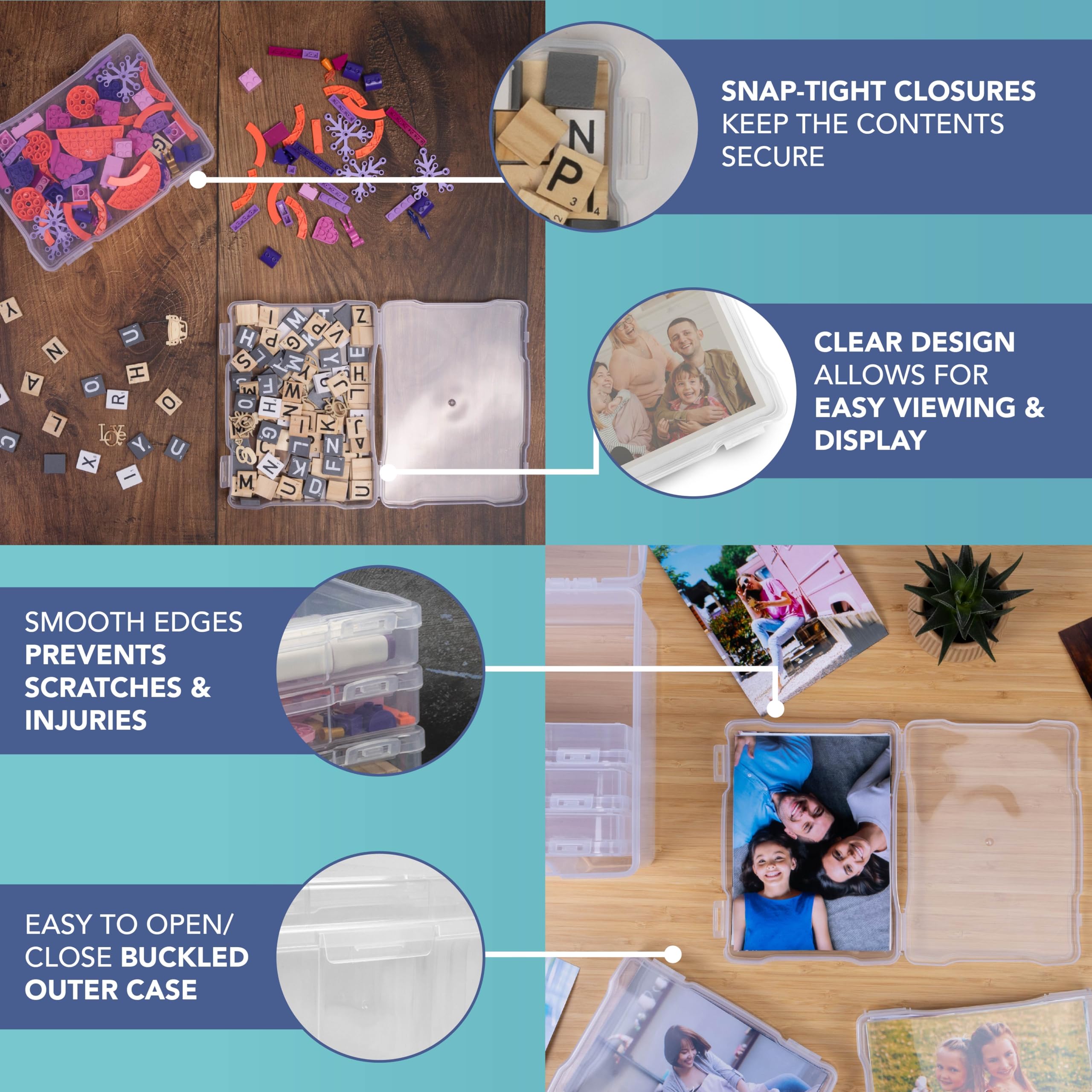 HEFTMAN 5” X 7” PHOTO STORAGE BOXES - CLEAR