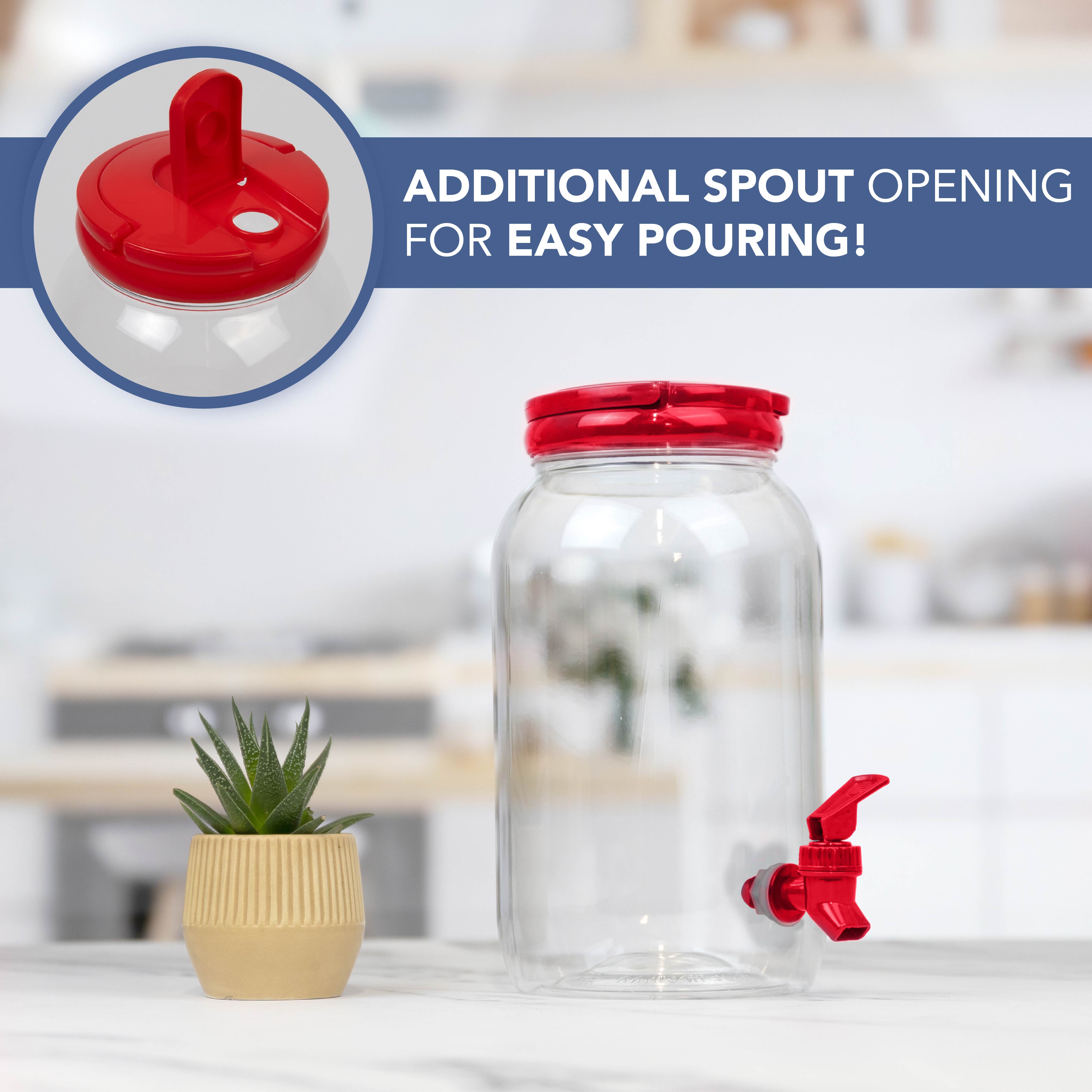 HEFTMAN PLASTIC DRINKS DISPENSER 3L ROSE RED - 2 PACK