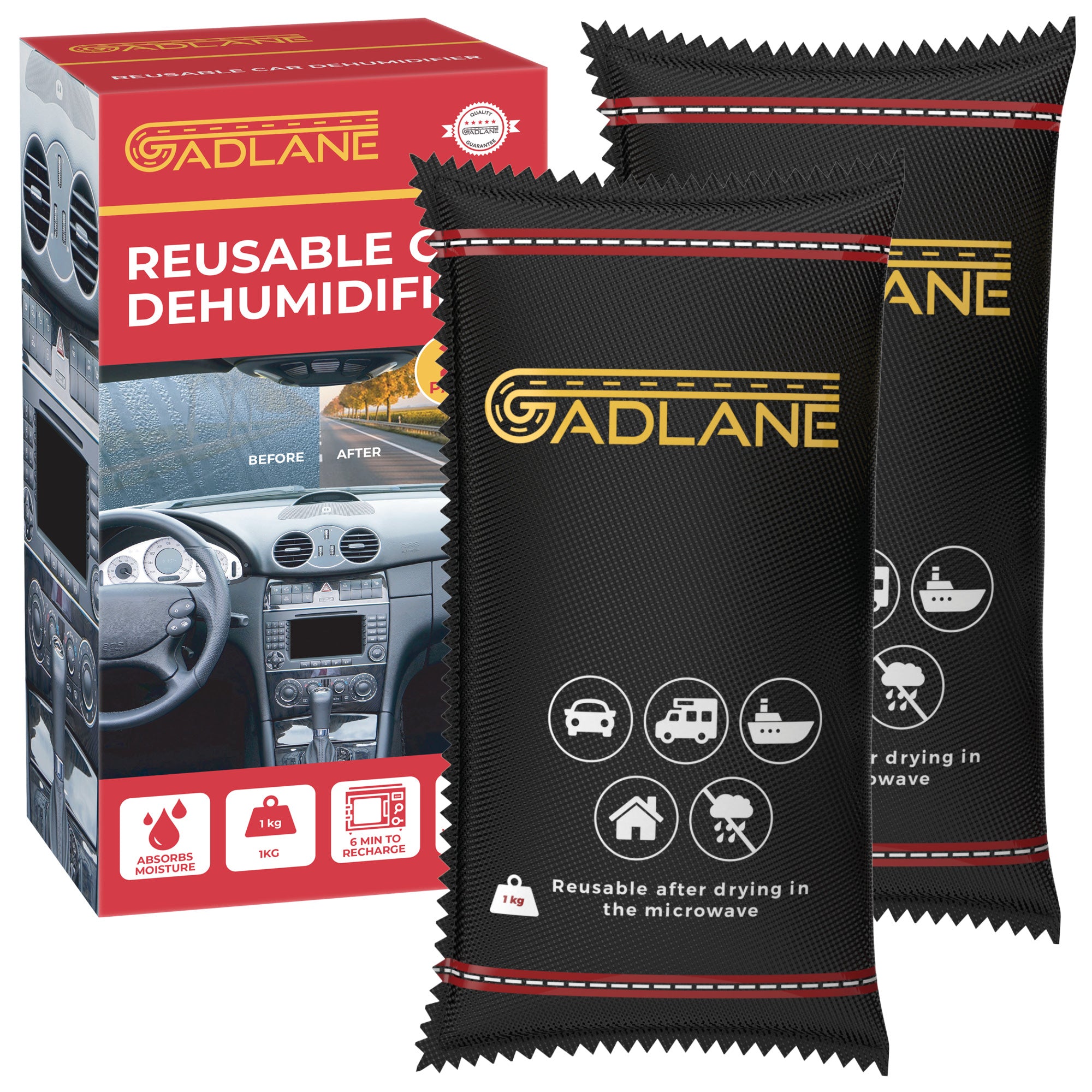 GADLANE CAR REUSABLE DEHUMIDIFIER 1KG (PACK OF 2)