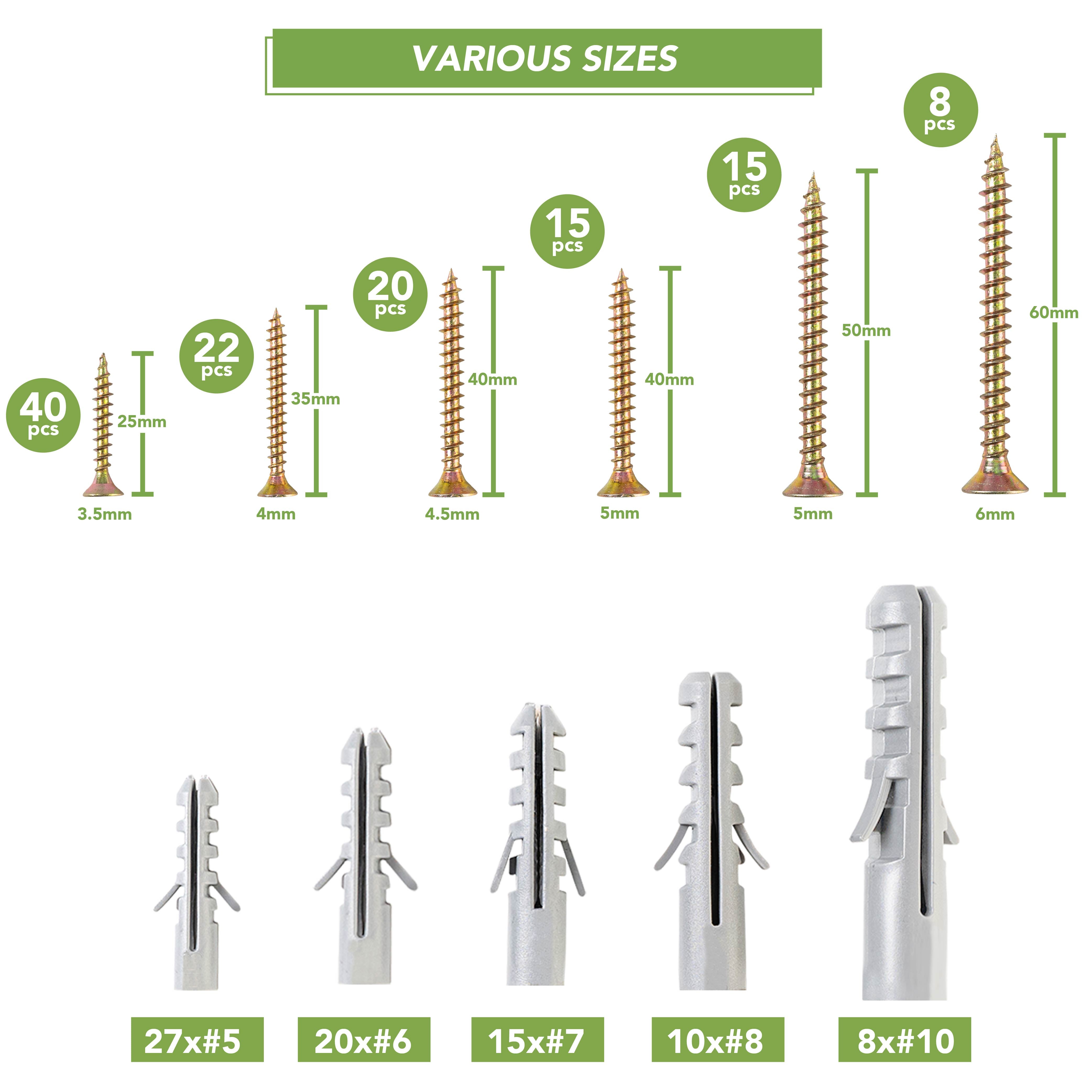 BLOSTM SCREWS AND WALL PLUGS - 200 PIECE