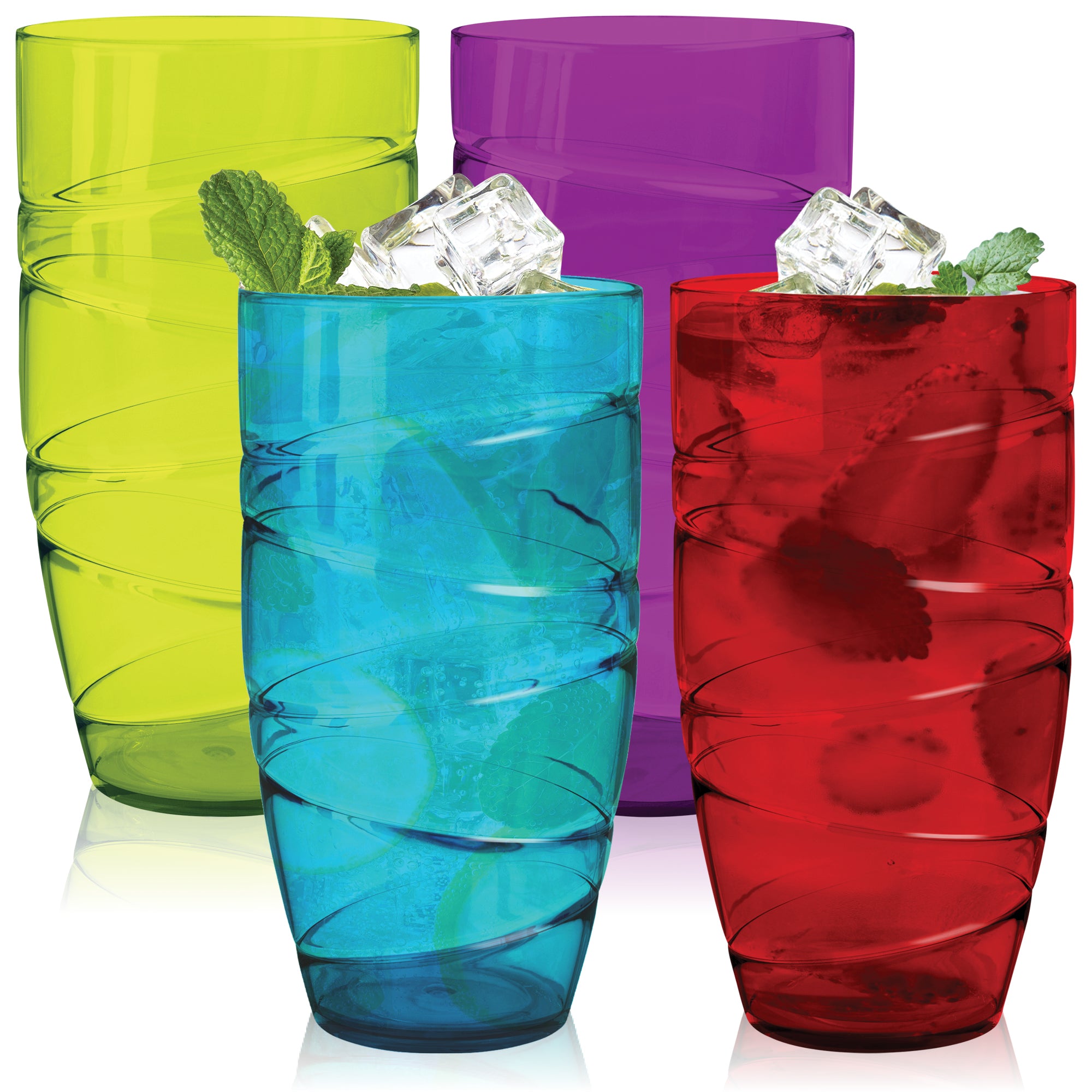 HEFTMAN COLOURED SWIRL ACRYLIC TUMBLERS - SET OF 4