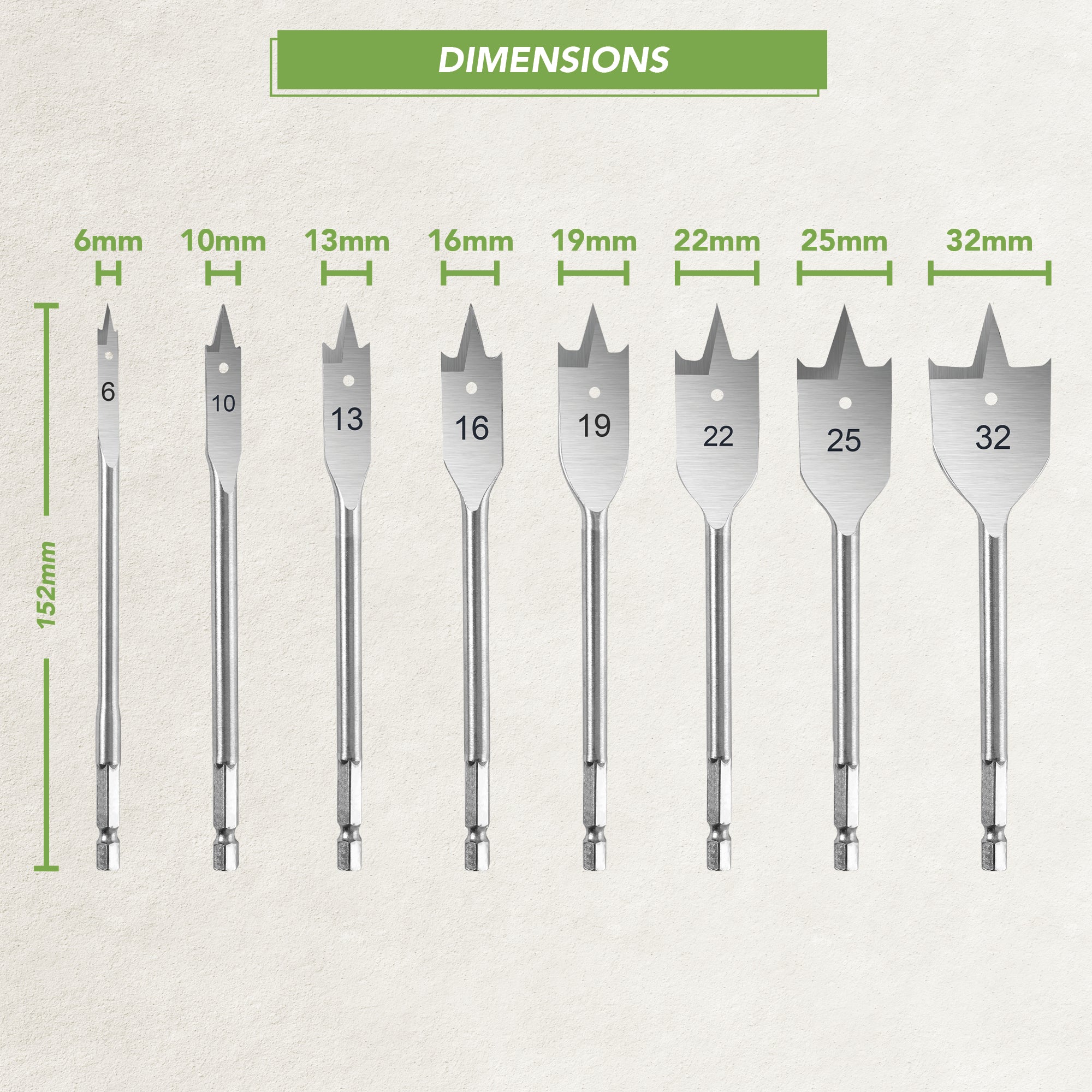 BLOSTM SPADE DRILL BIT SET - 8 PIECE