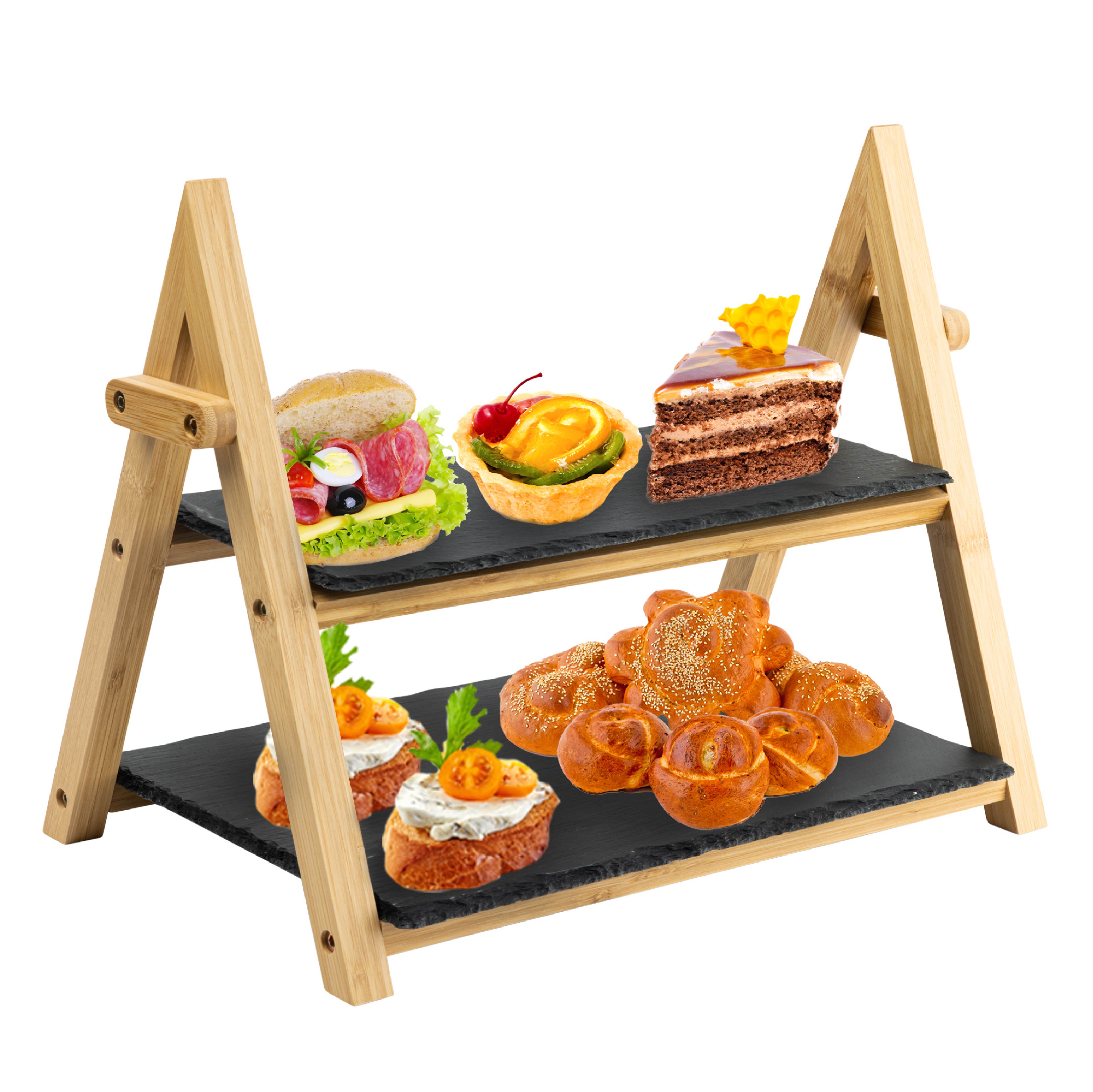 HEFTMAN 2-TIER SLATE CAKE STAND