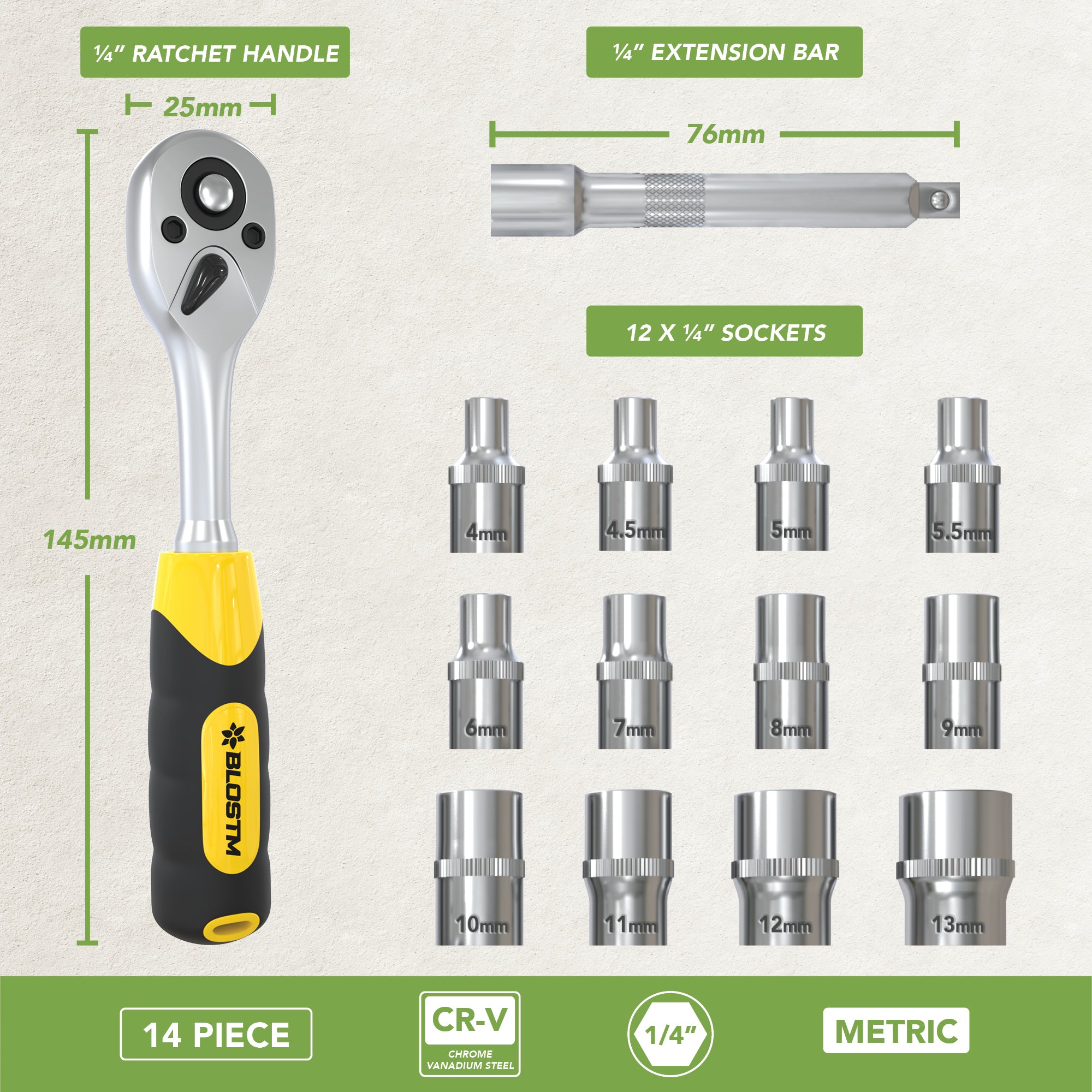 BLOSTM 14 PIECE SOCKET SET