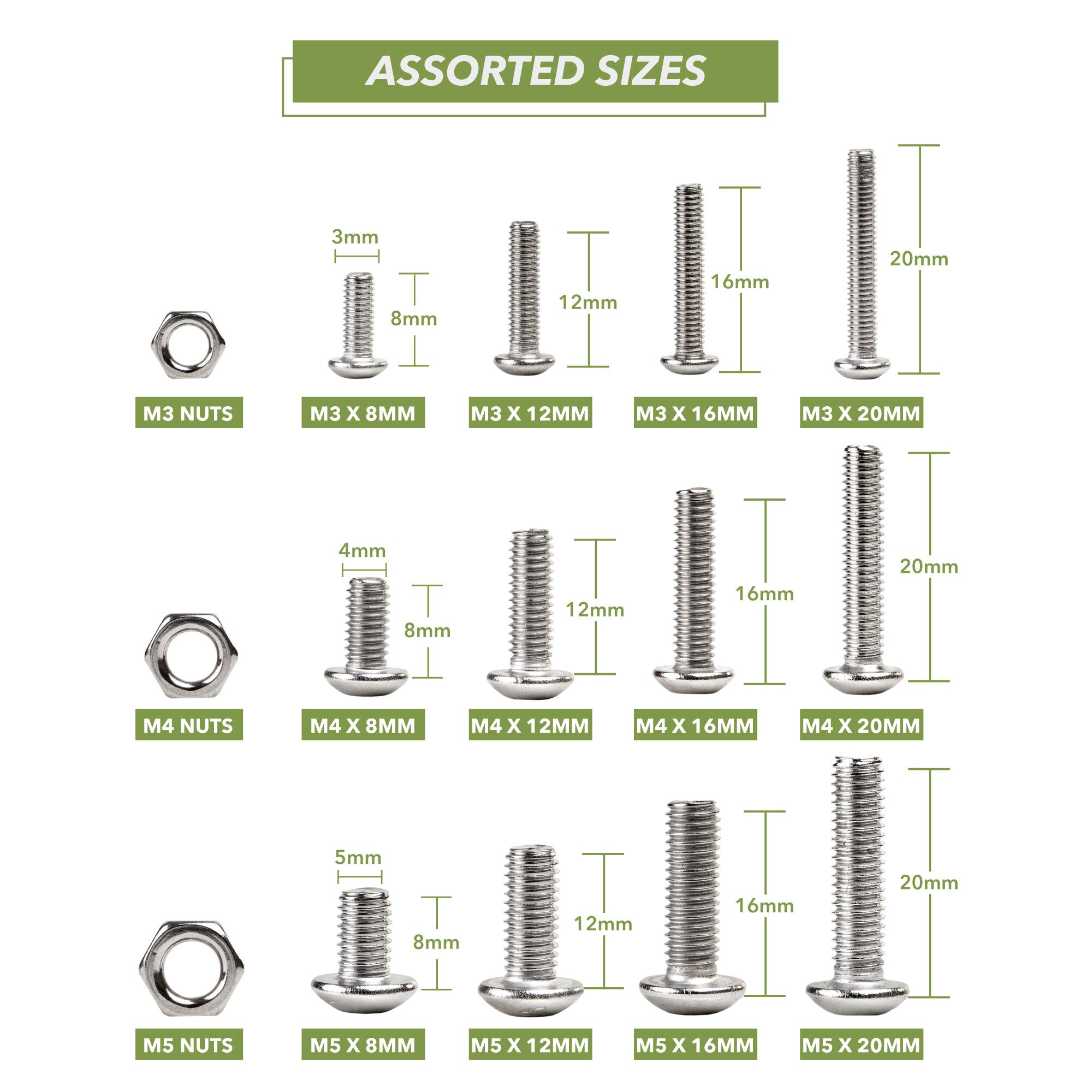 BLOSTM ASSORTED BOLTS AND NUTS - 440PCS