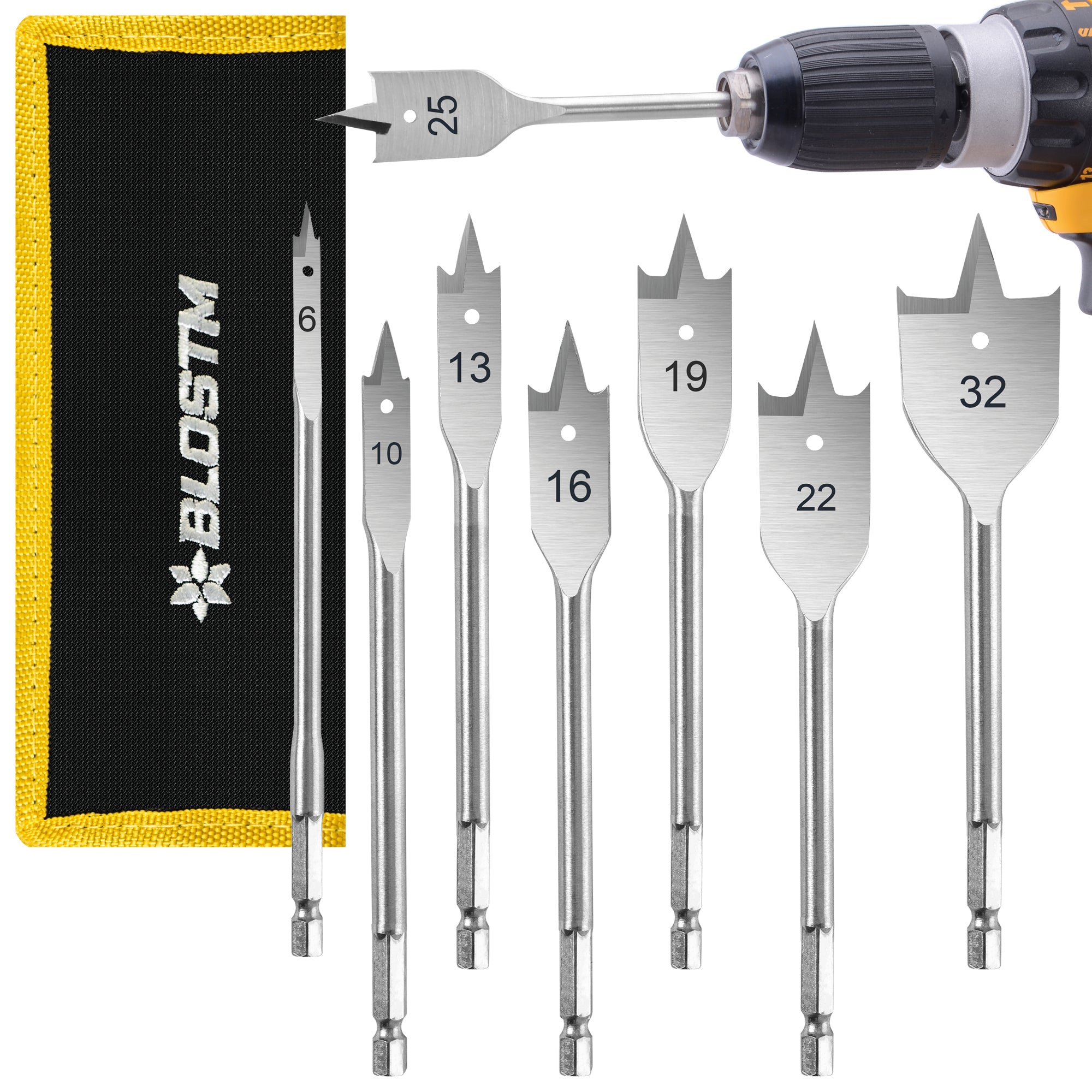 BLOSTM SPADE DRILL BIT SET - 8 PIECE