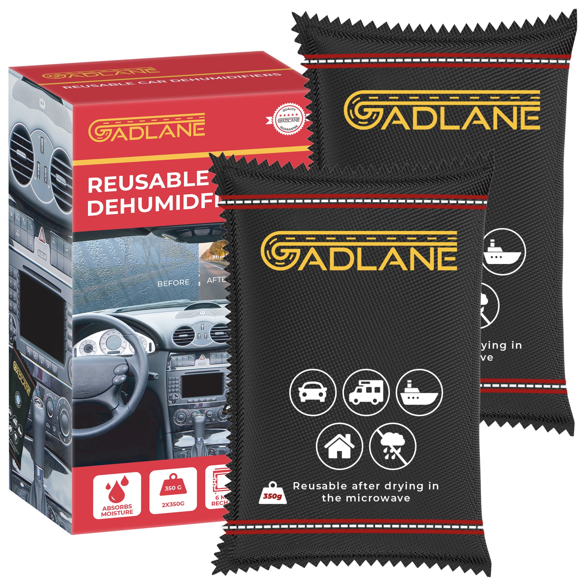 GADLANE REUSABLE CAR DEHUMIDIFIER 350G (2 PACK)