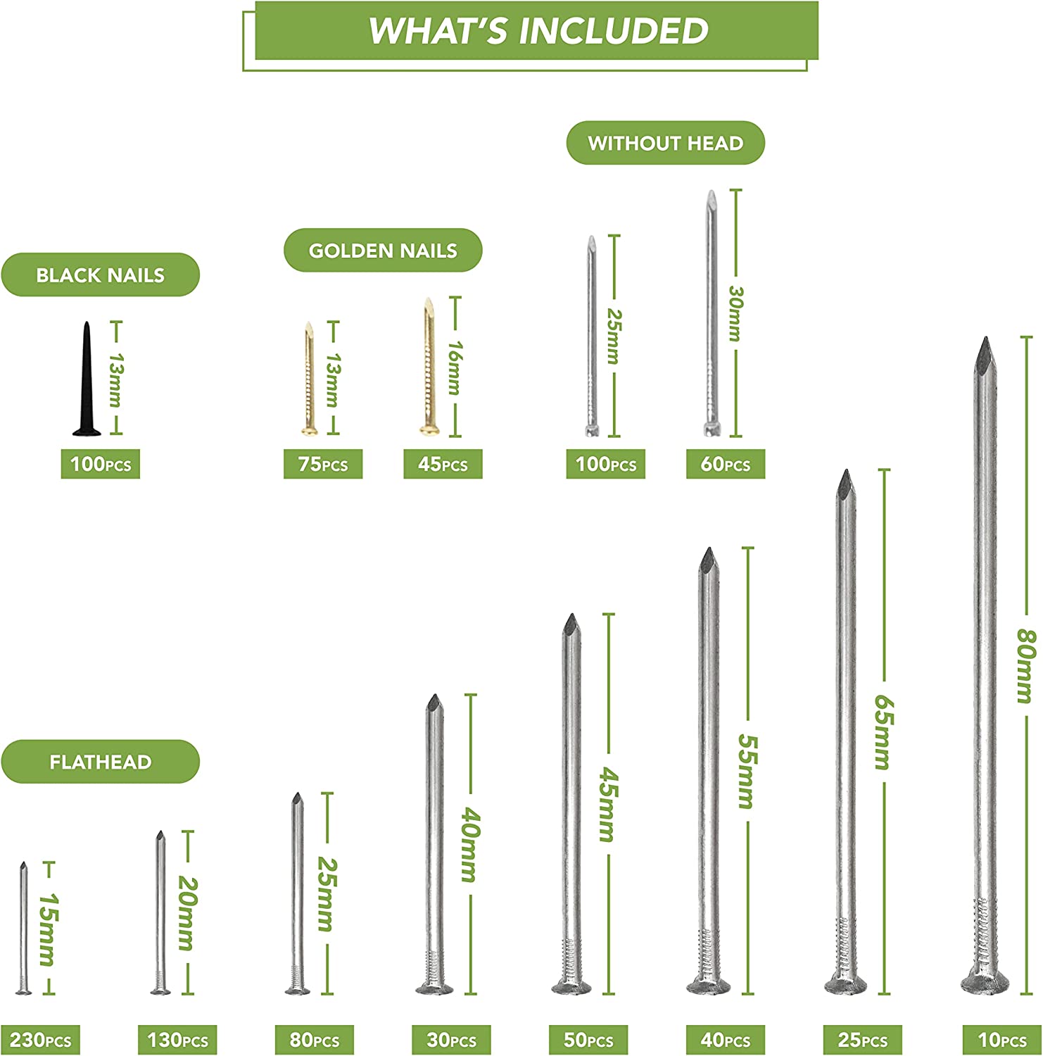 BLOSTM NAIL & PIN ASSORTMENT - 975 PIECES