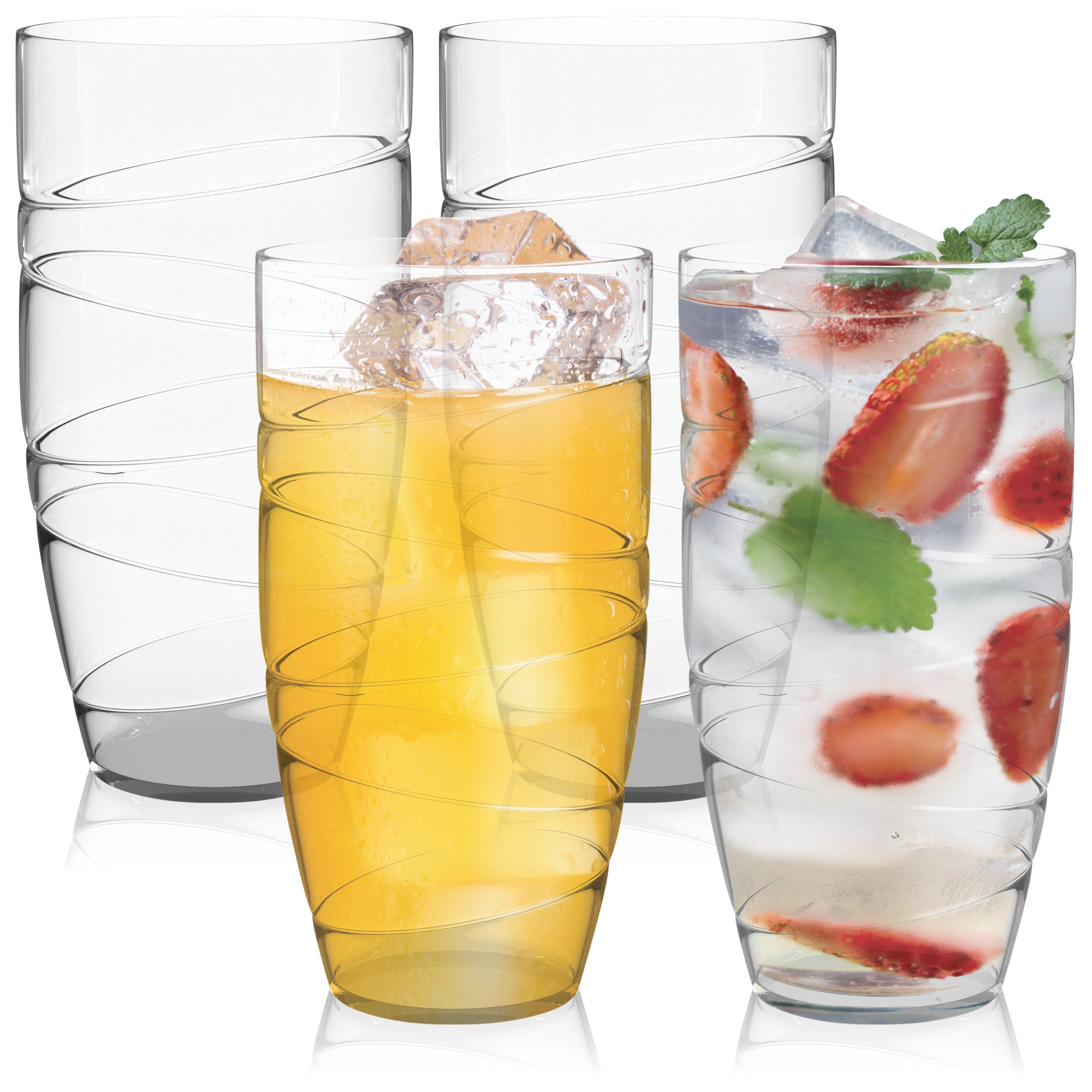 HEFTMAN CLEAR SWIRL ACRYLIC TUMBLERS - SET OF 4