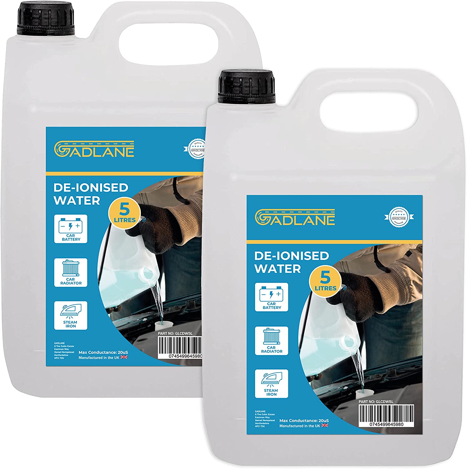 GADLANE DE-IONISED WATER 5 LITRE (PACK OF 2)