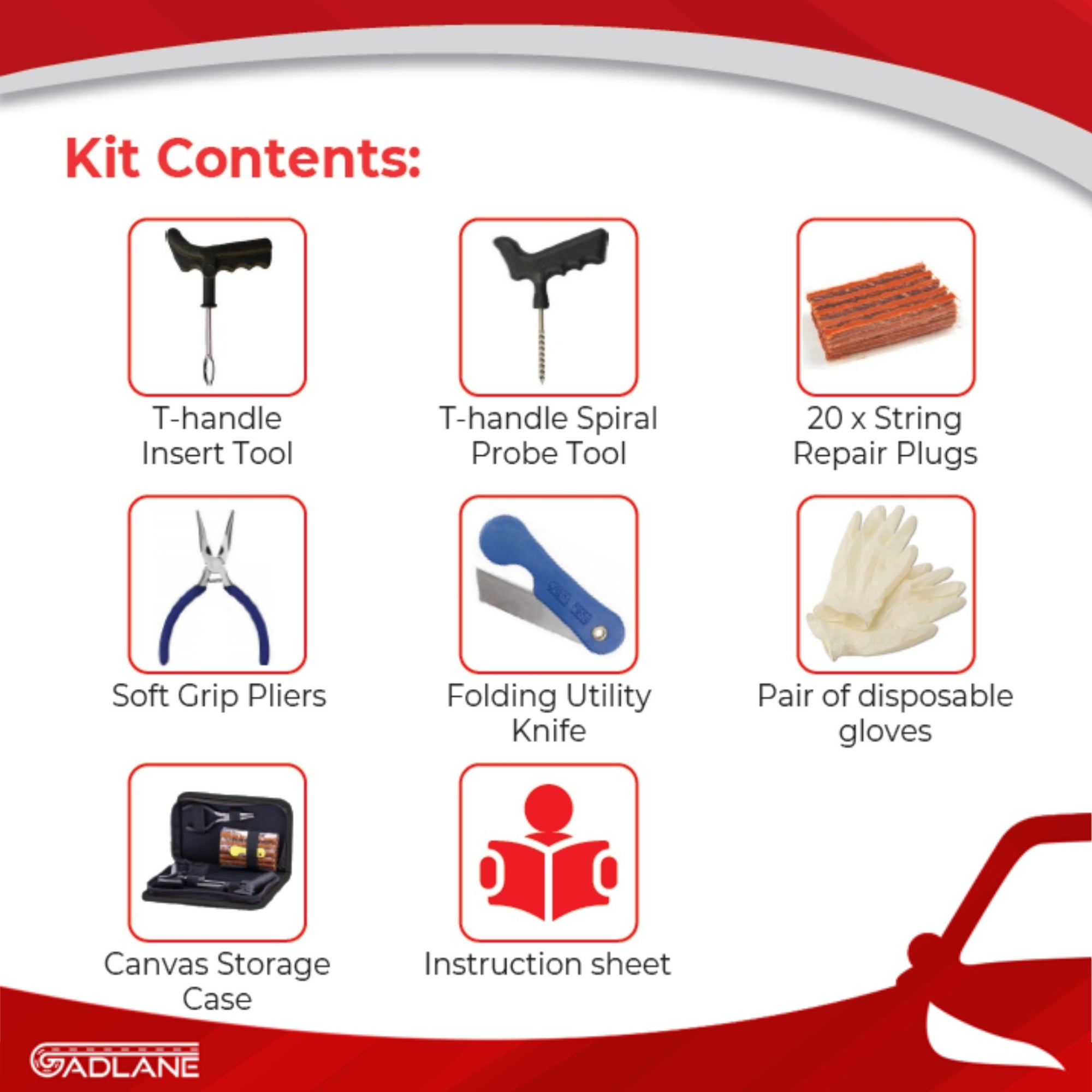 GADLANE TYRE PUNCTURE REPAIR KIT