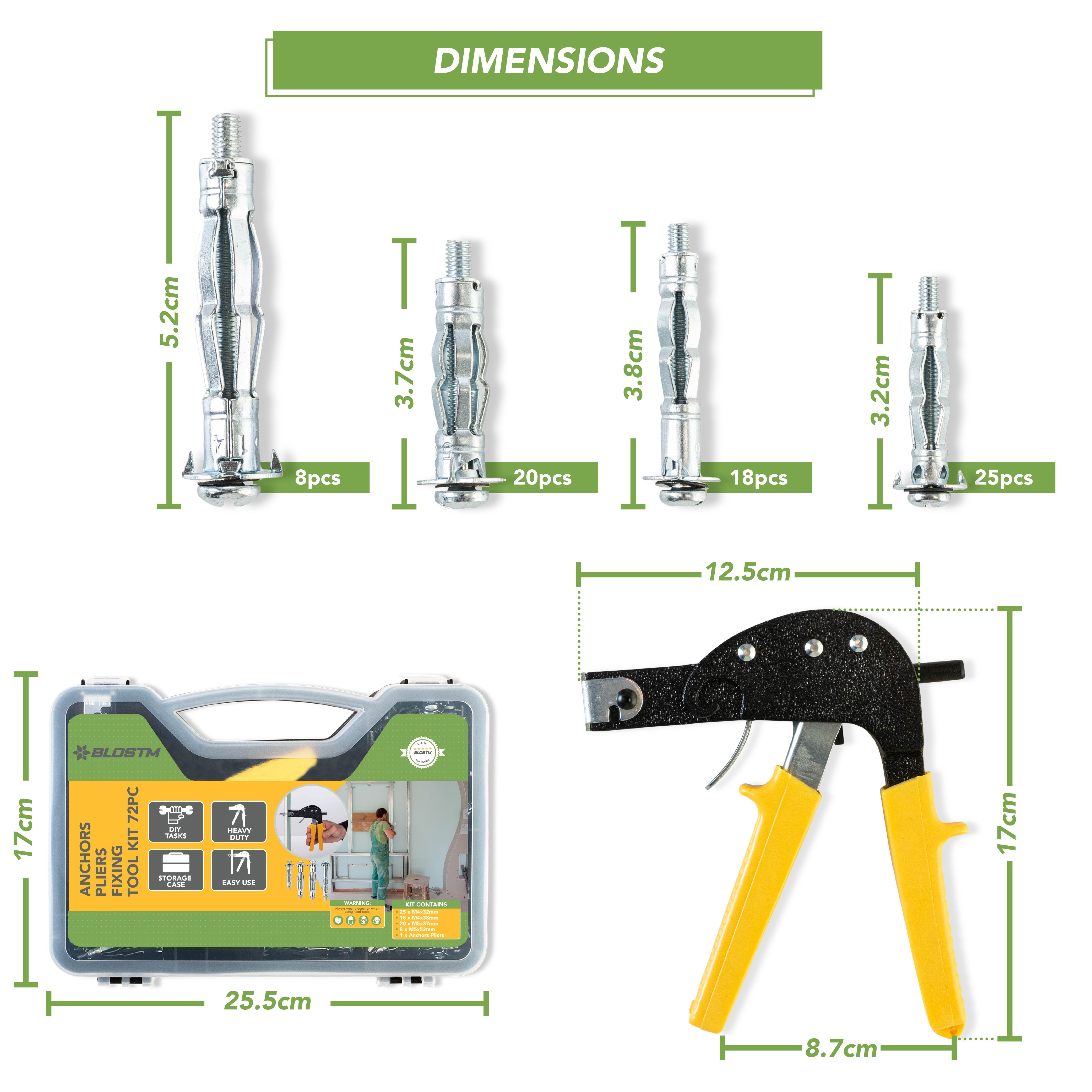 BLOSTM ANCHORS PLIERS FIXING TOOL KIT 72PC