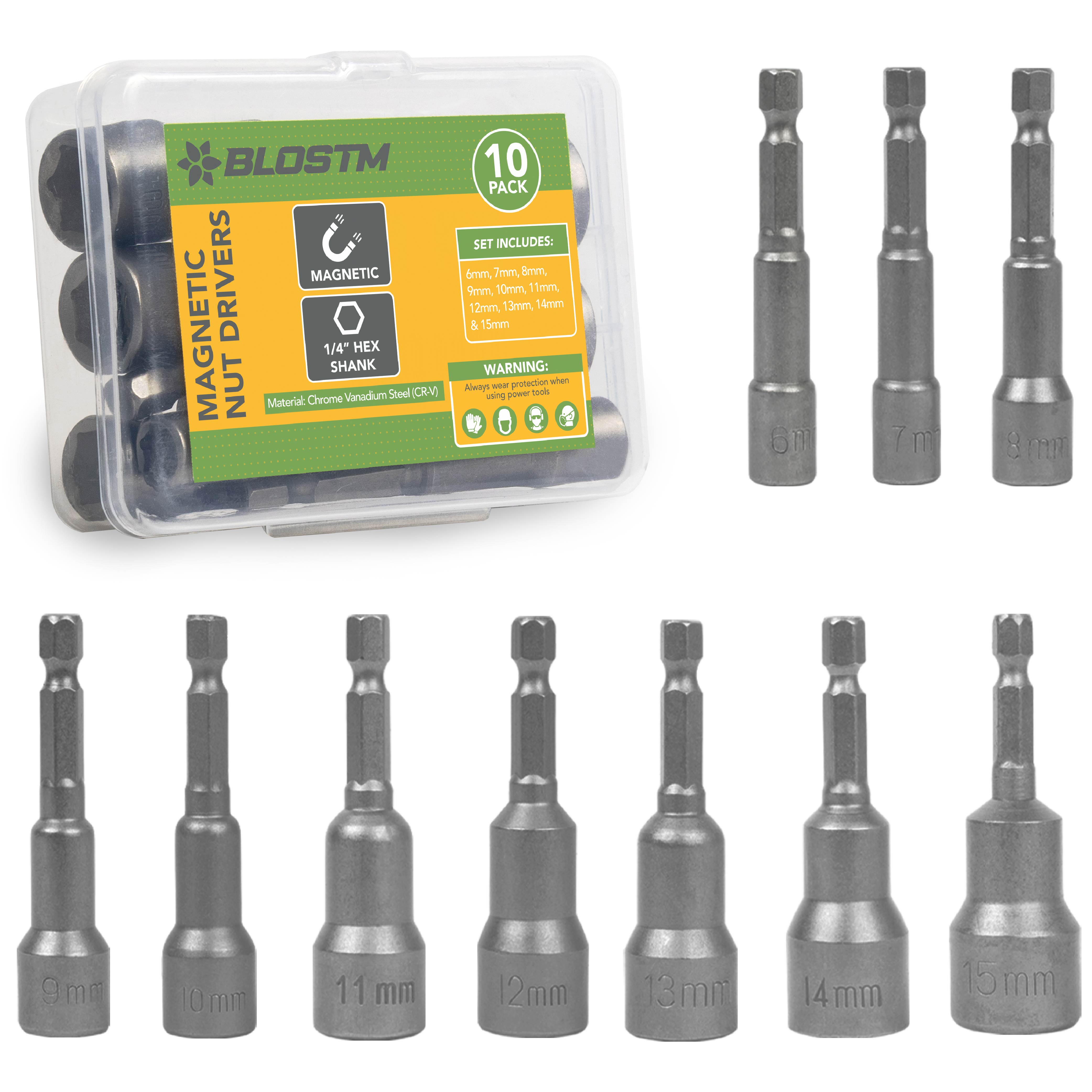 BLOSTM MAGNETIC NUT DRIVERS - 10 PACK