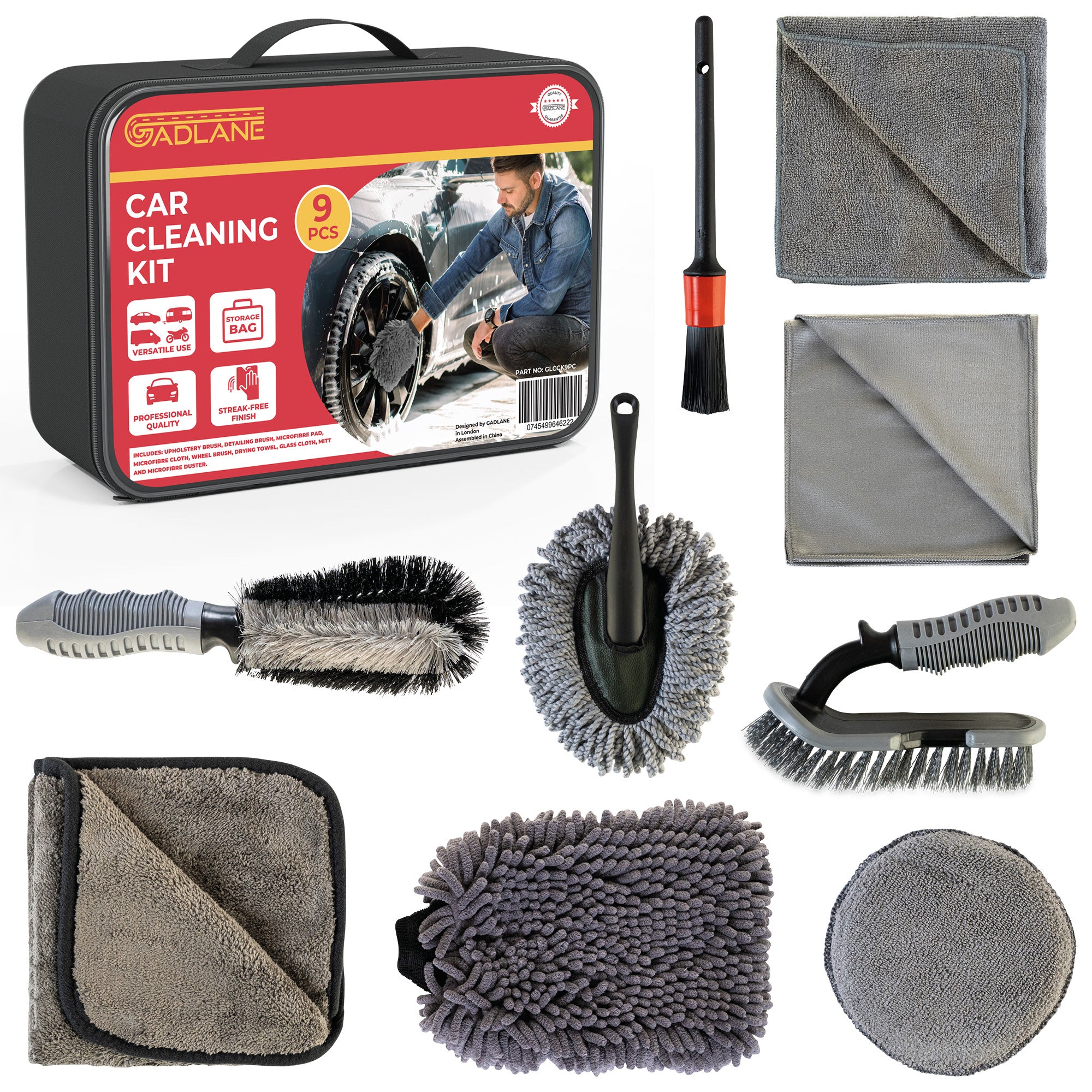 GADLANE CAR CLEANING KIT - 9PC