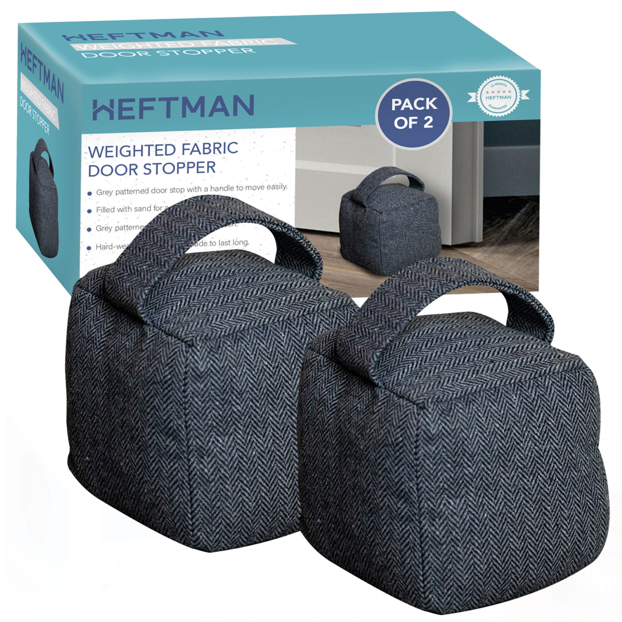 HEFTMAN GREY PATTERNED DOOR STOP WITH HANDLE