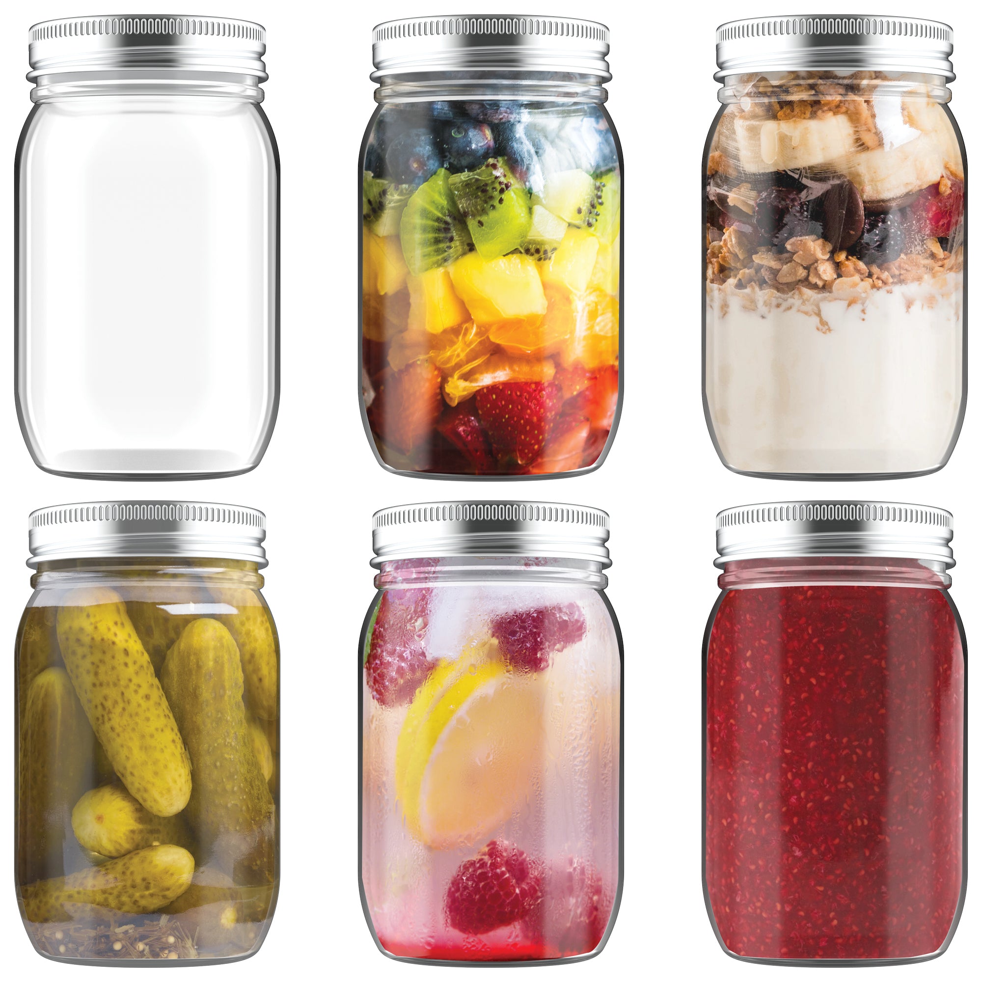 HEFTMAN MASON GLASS JARS - 6 PACK (500ml)