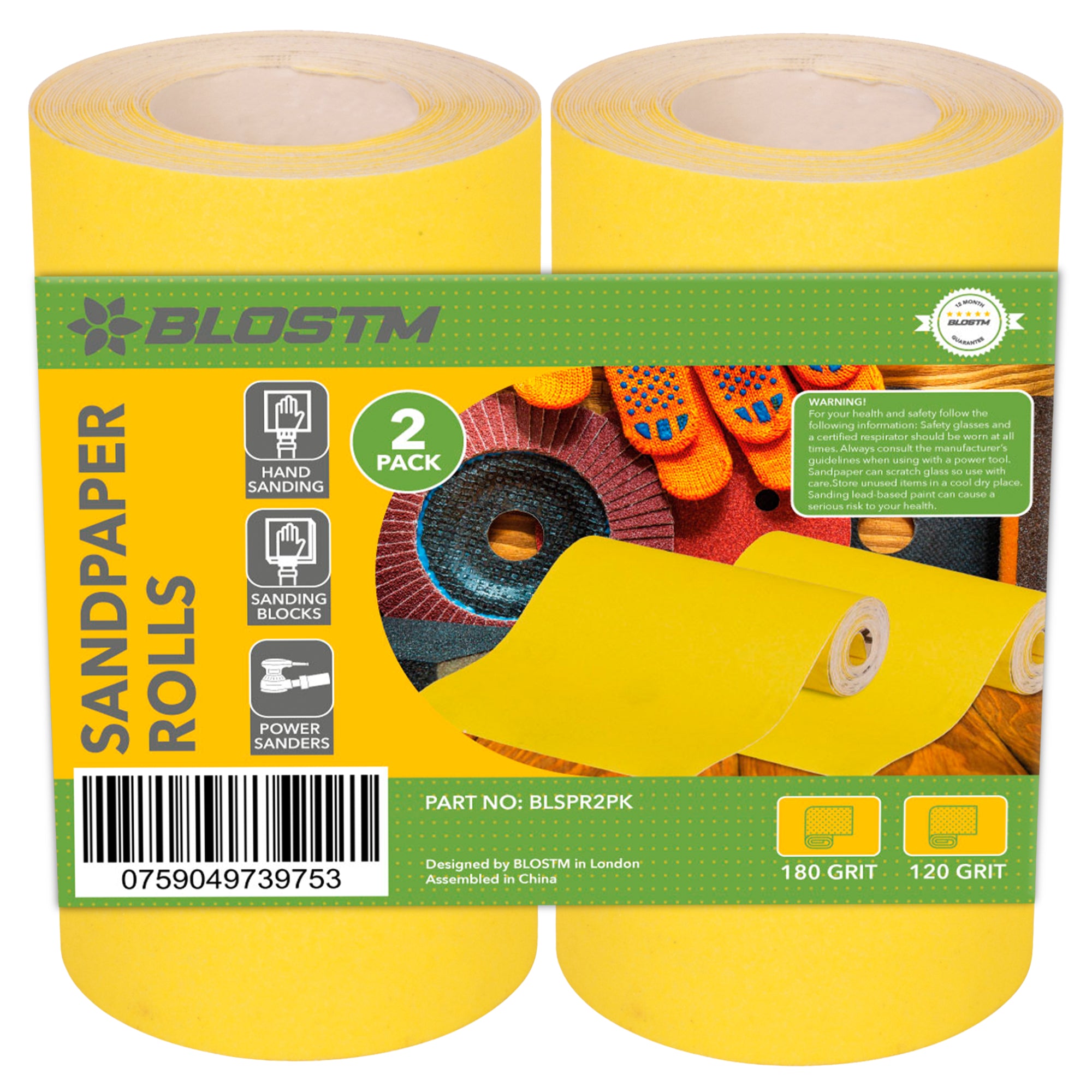 BLOSTM SAND PAPER ROLLS 1. 180 GRIT 2. 120 GRIT