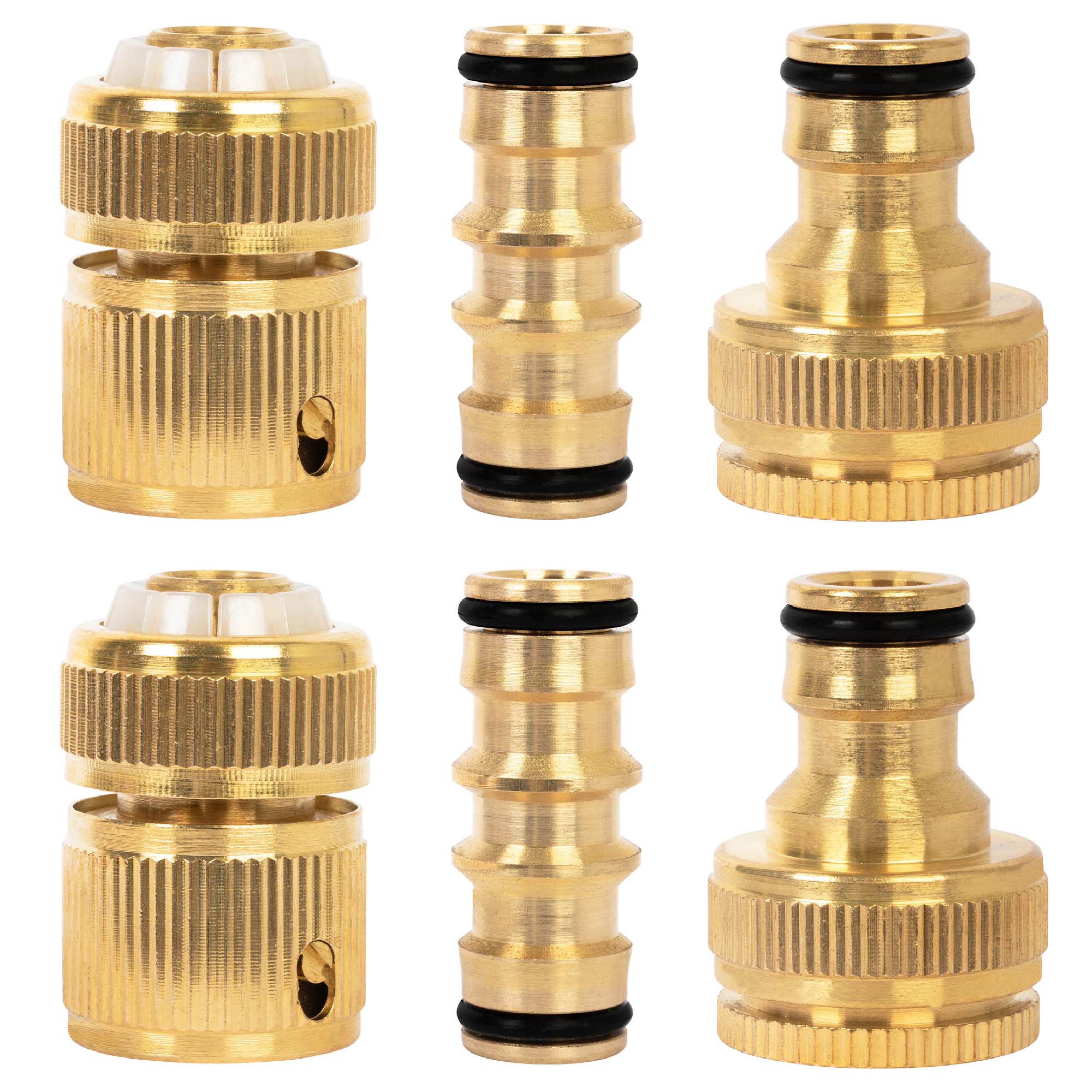 BLOSTM BRASS GARDEN HOSE CONNECTORS 6 PACK