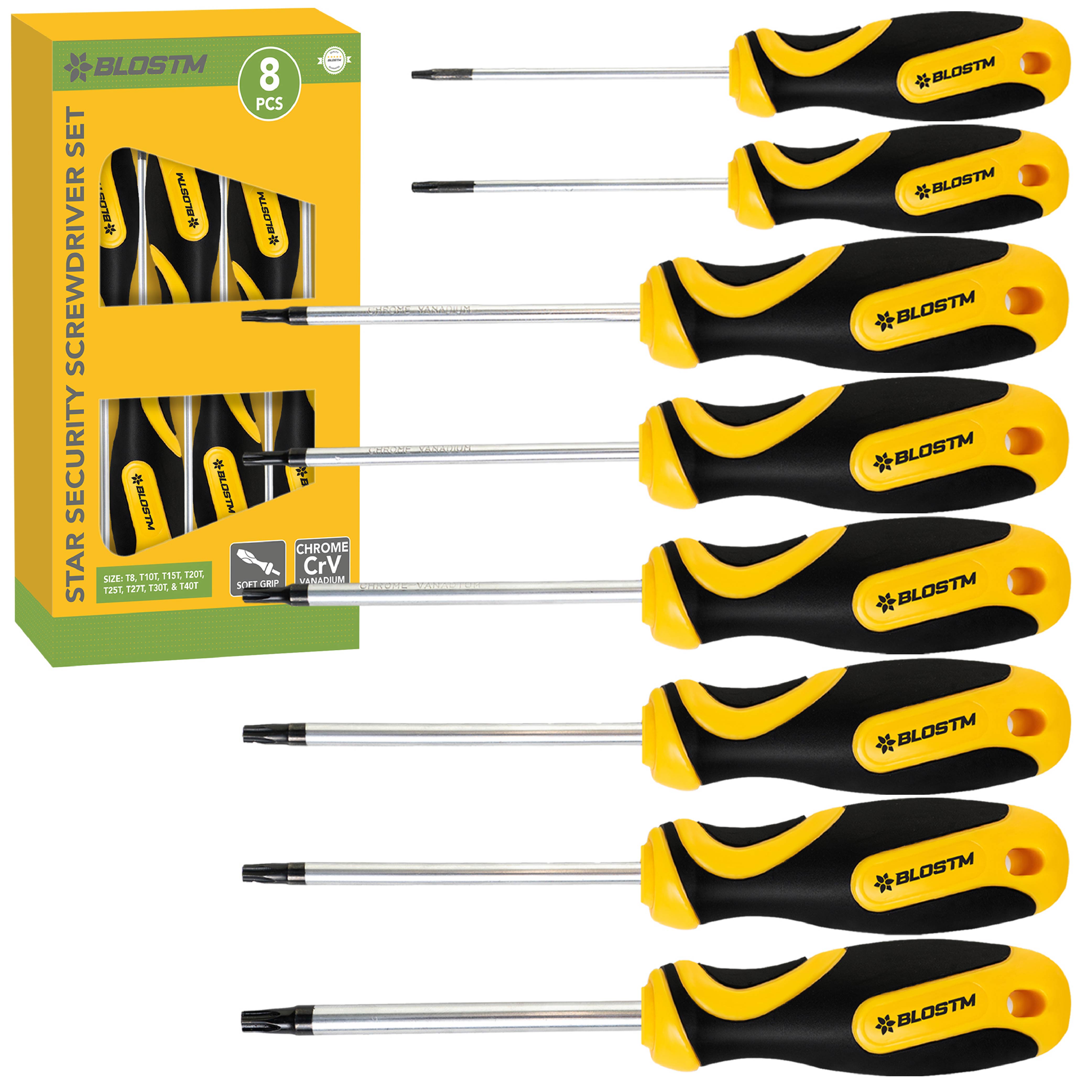 BLOSTM STAR SECURITY SCREWDRIVER SET 8 PIECE