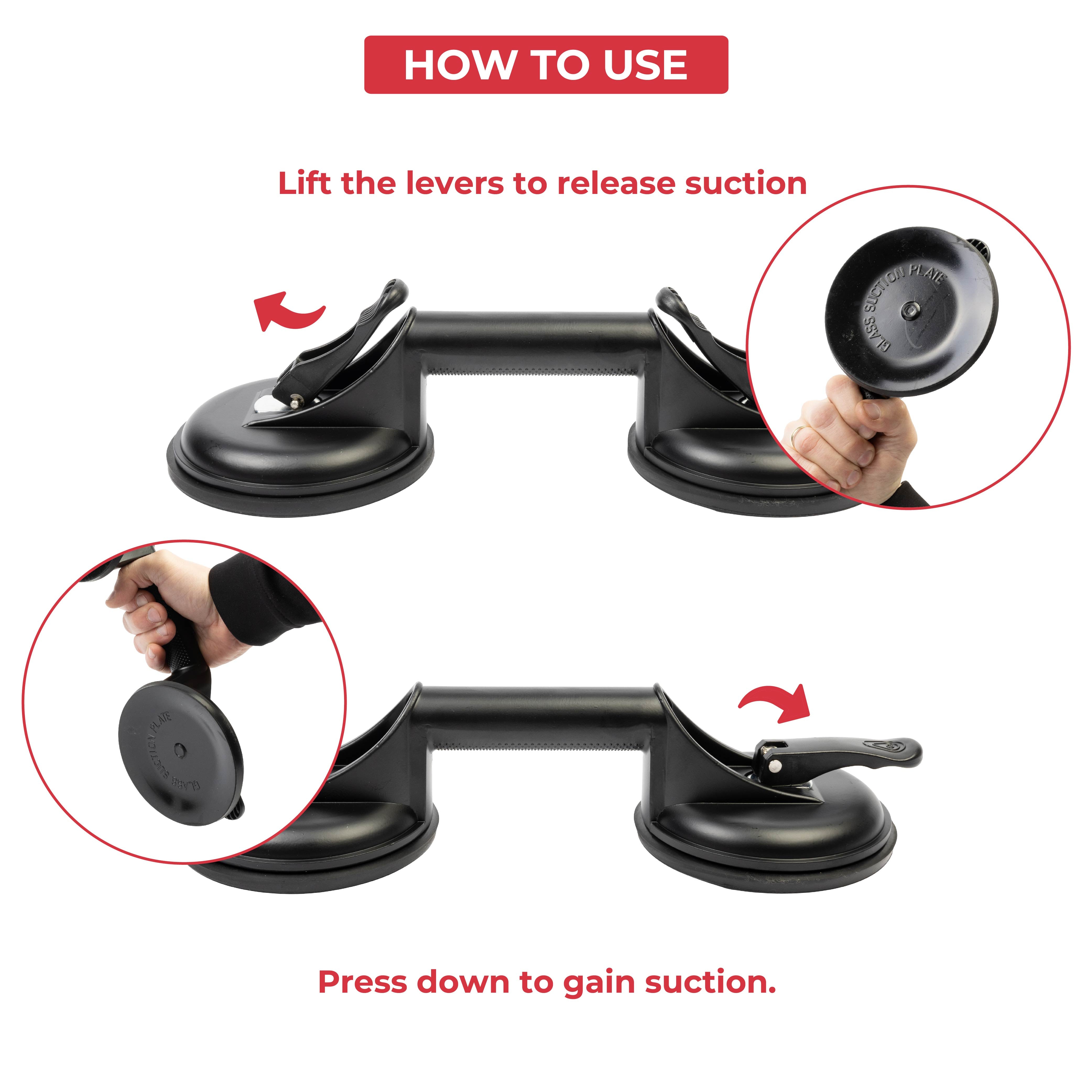 GADLANE DUAL ALUMINUM SUCTION CUP LIFTER (PACK OF 2)