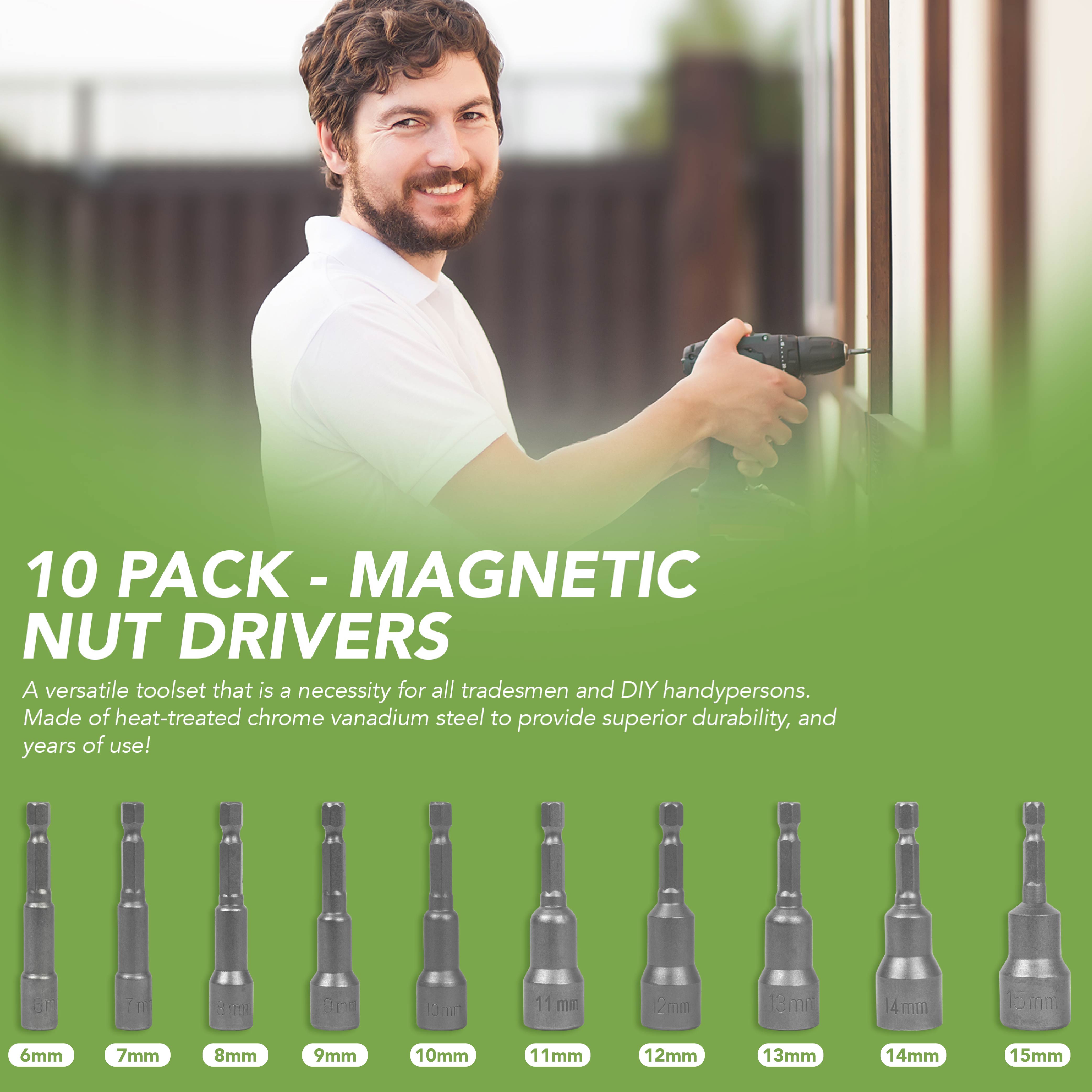 BLOSTM MAGNETIC NUT DRIVERS - 10 PACK