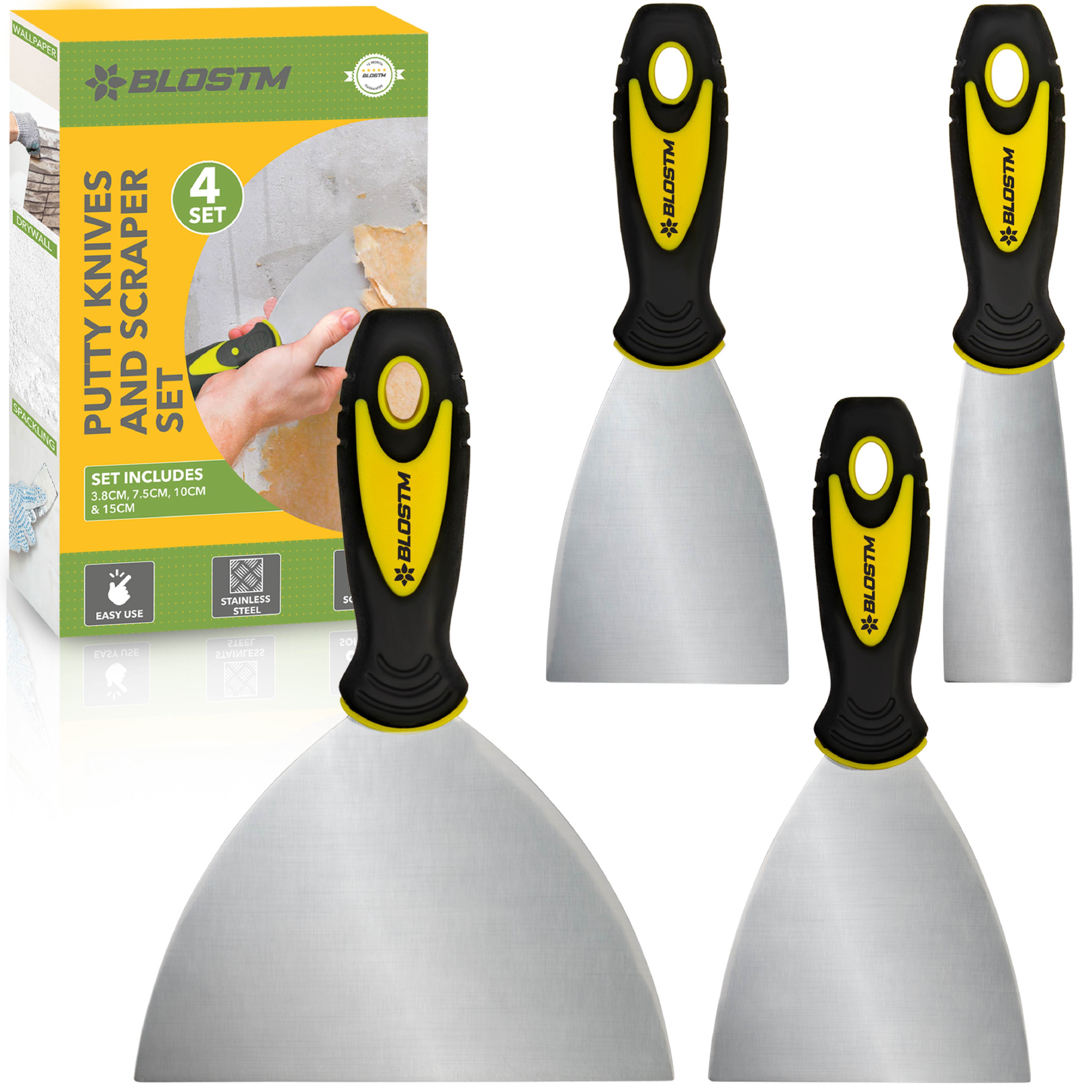 BLOSTM PUTTY KNIVES AND SCRAPER SET OF 4