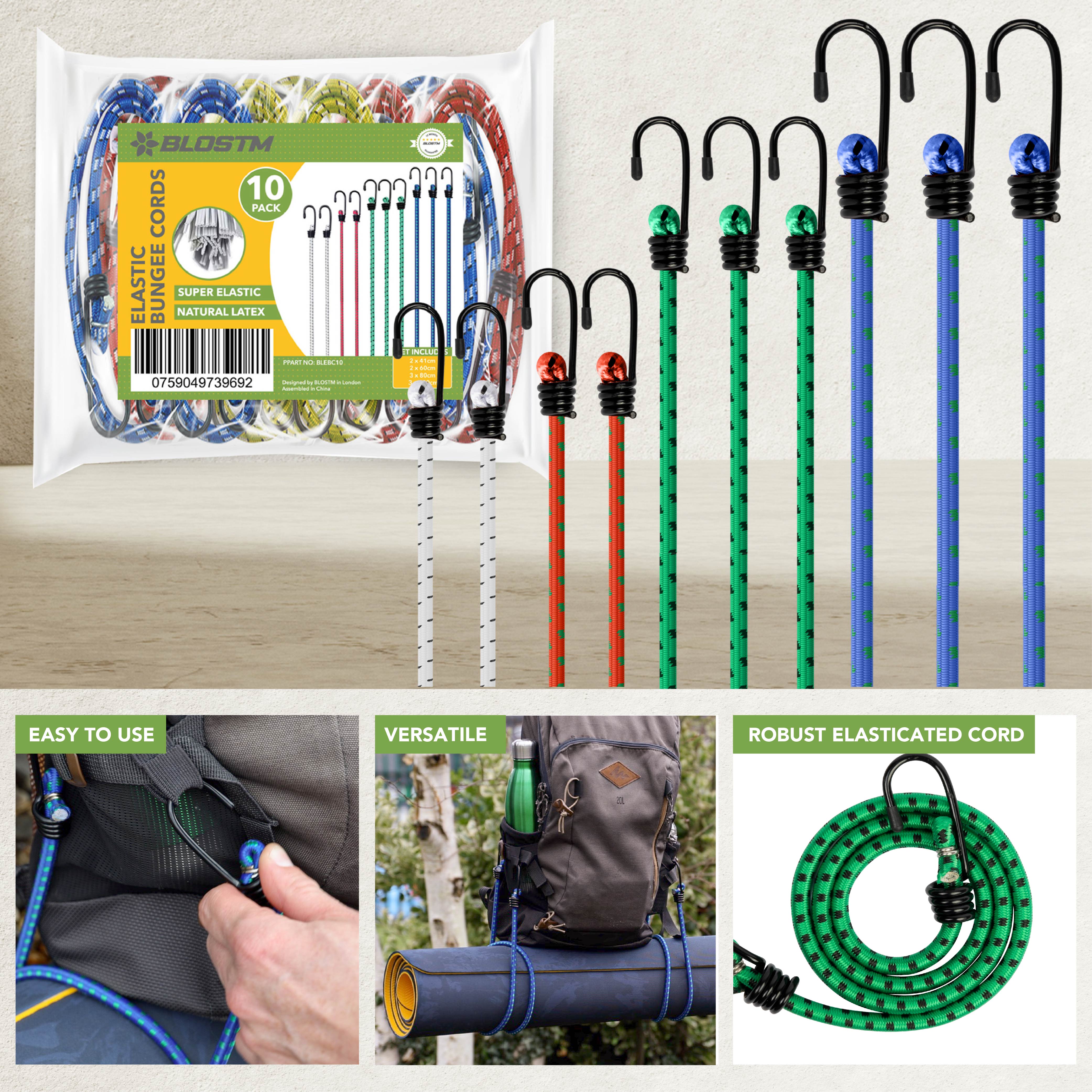 BLOSTM ELASTIC BUNGEE CORDS PACK OF 10