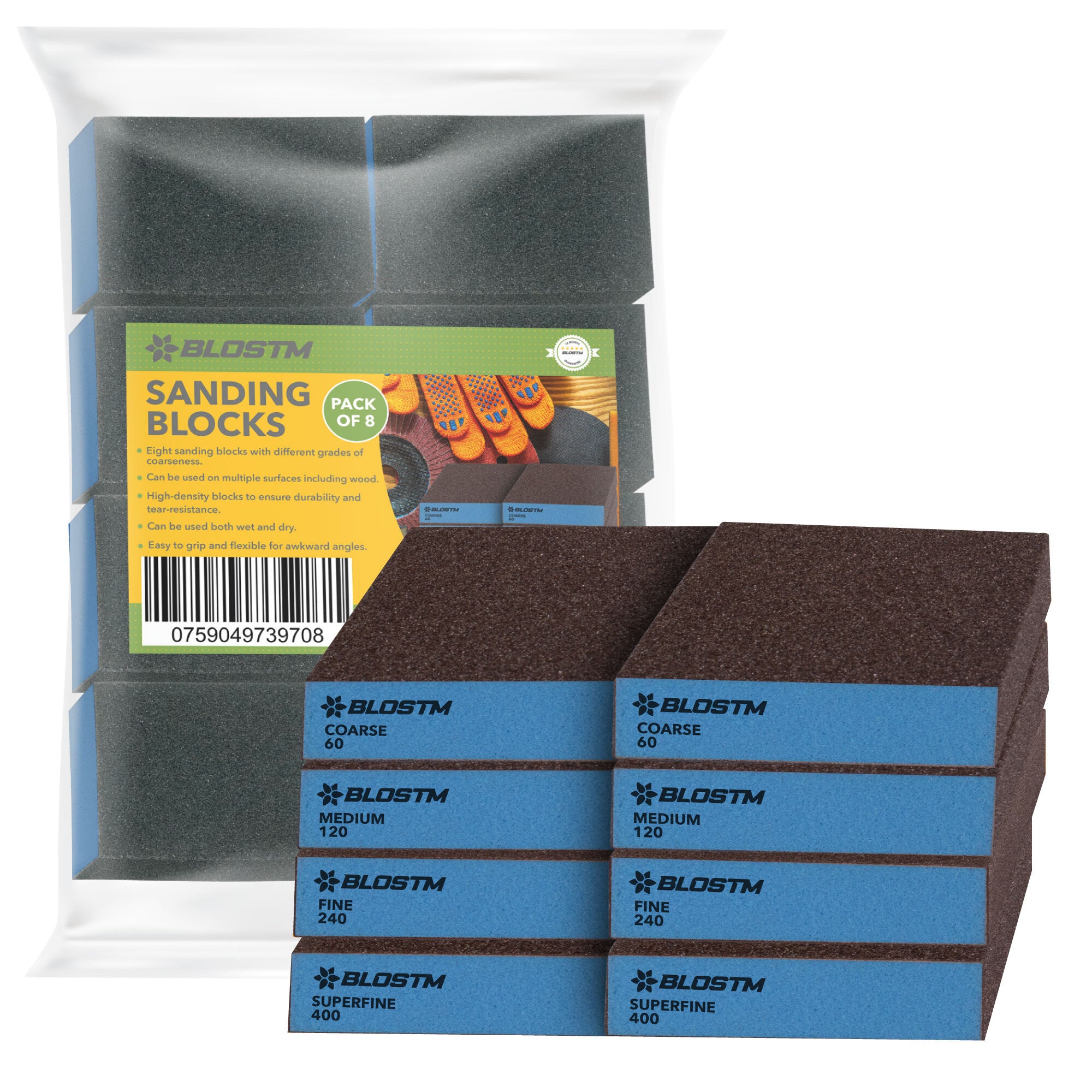 BLOSTM SANDING BLOCKS - 8 PACK