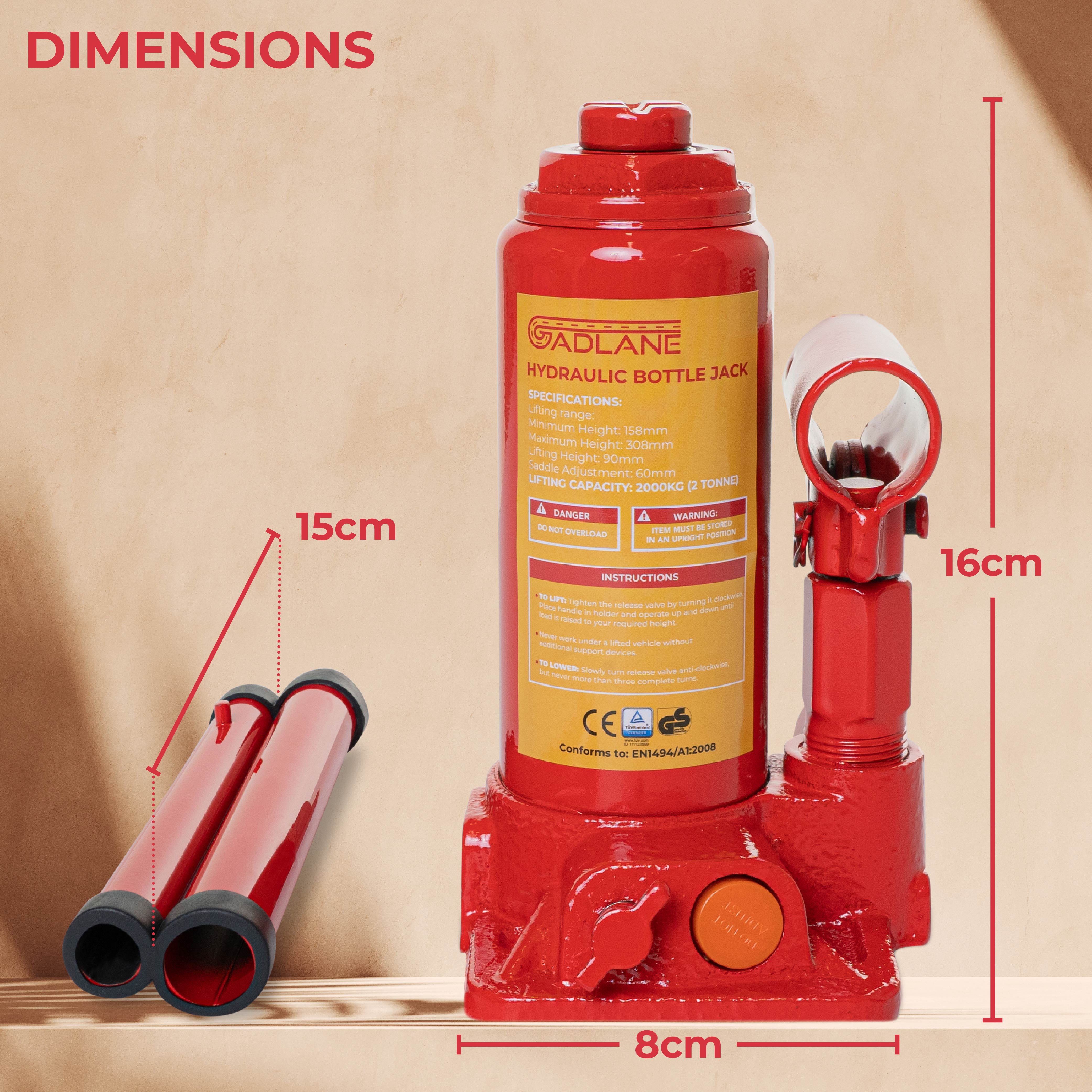 GADLANE HYDRAULIC BOTTLE JACK - 2 TONNE