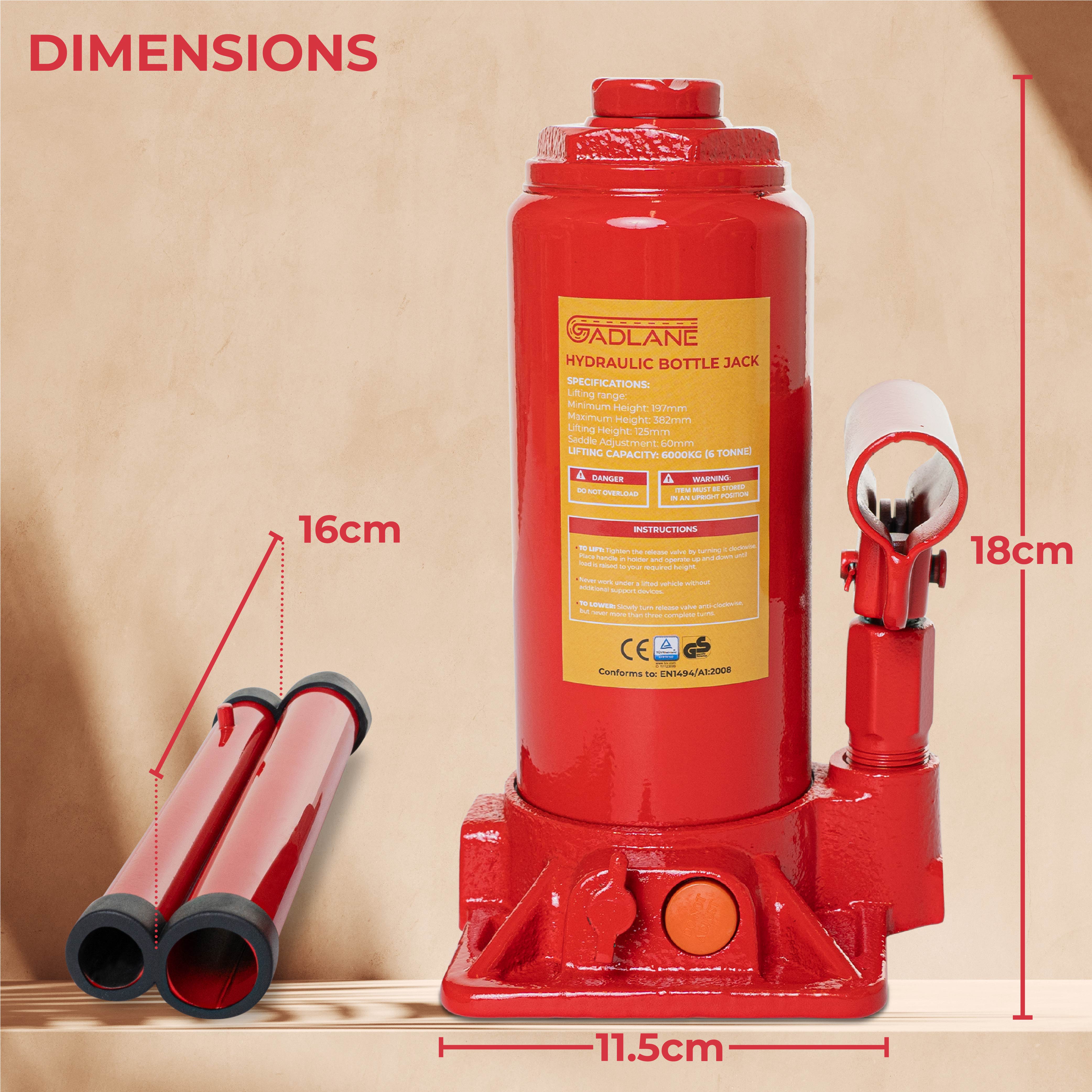 GADLANE HYDRAULIC BOTTLE JACK - 6 TONNE
