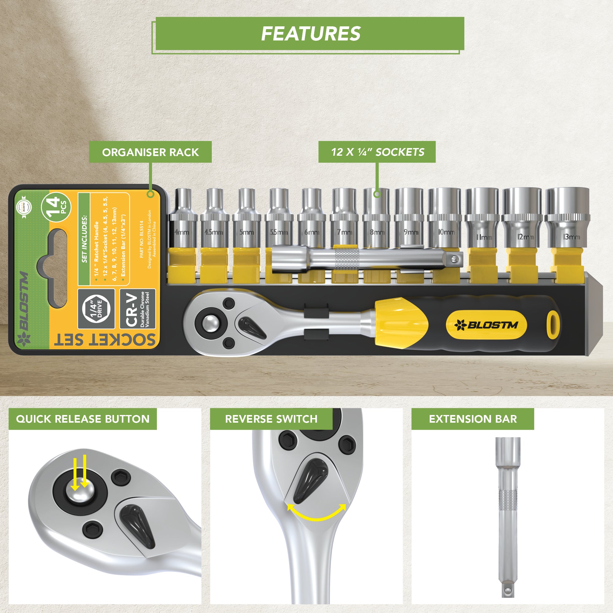 BLOSTM 14 PIECE SOCKET SET