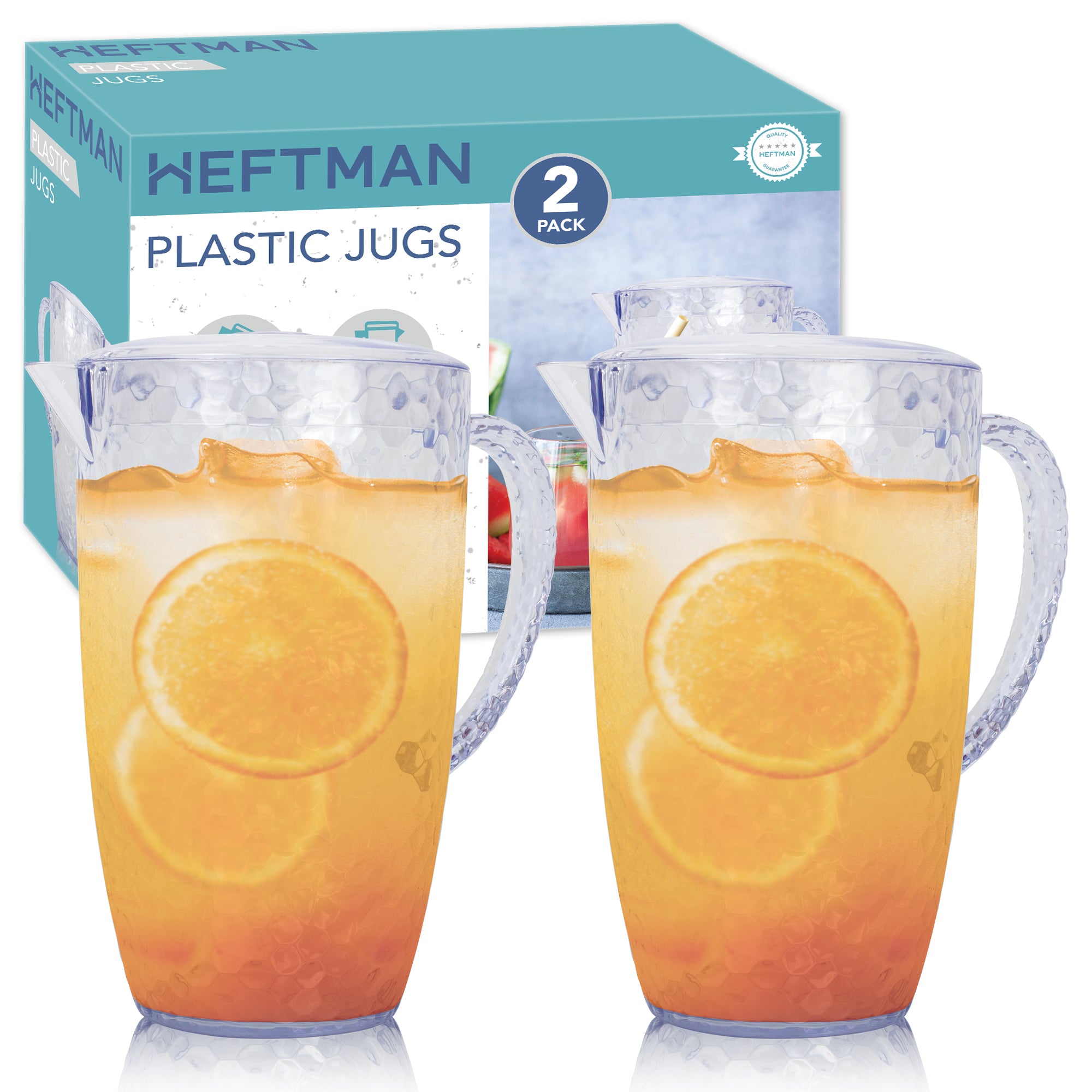 HEFTMAN PLASTIC JUGS - 2 LITRE - PACK OF 2