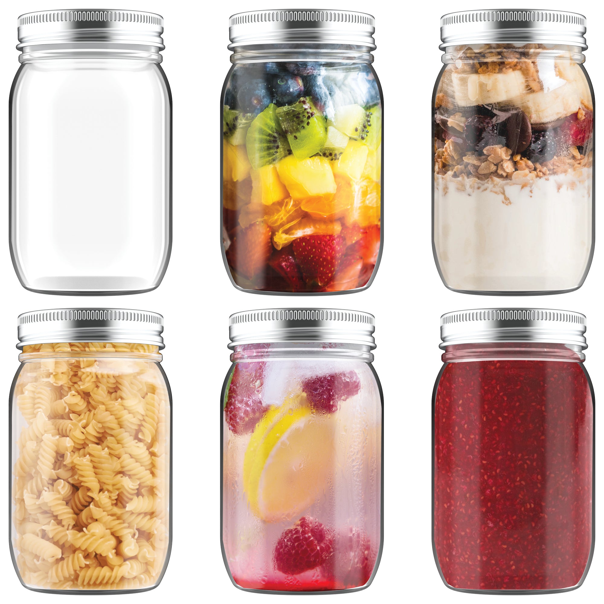 HEFTMAN MASON GLASS JARS - 6 PACK (500ml)