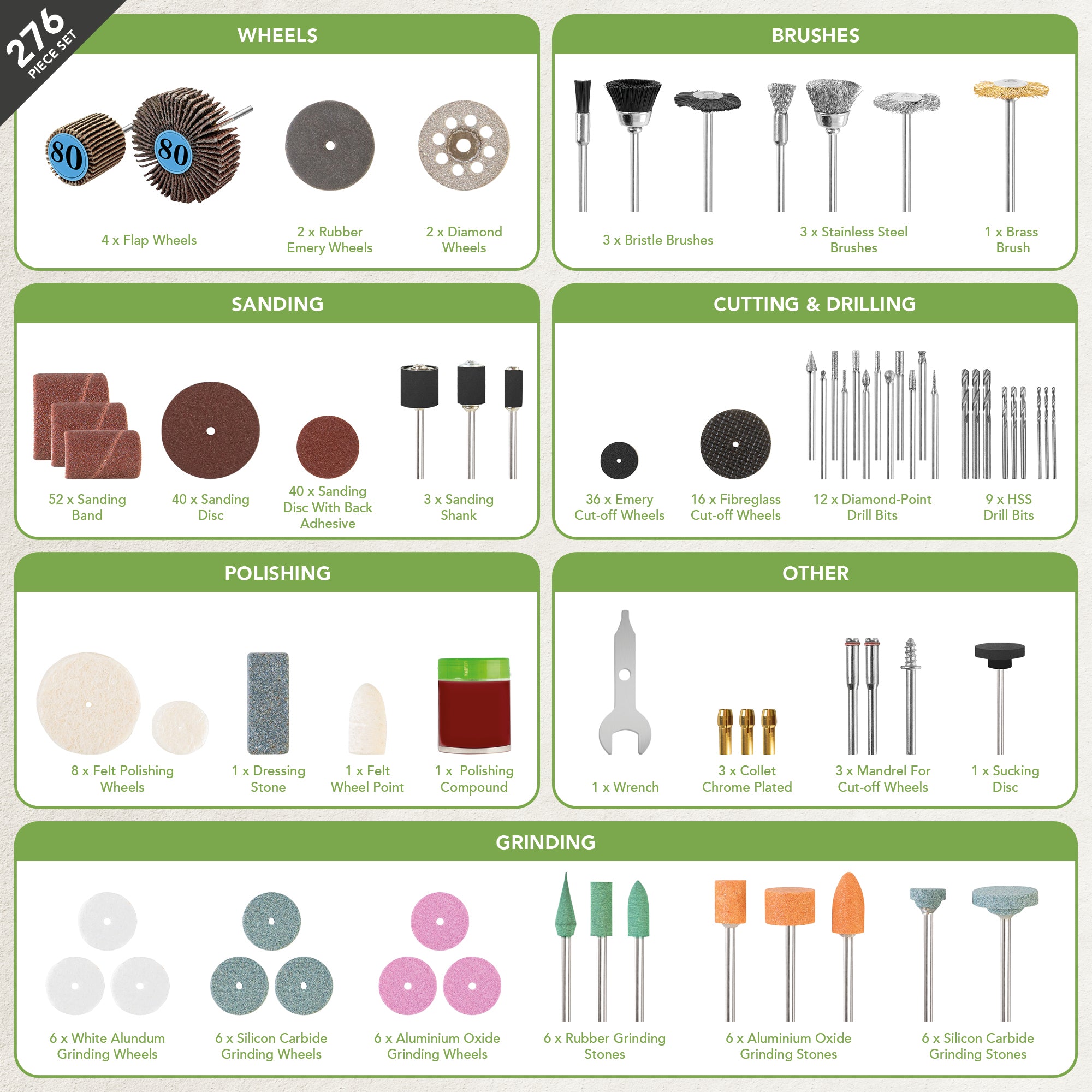 BLOSTM ROTARY TOOL ACCESSORIES SET - 276 PIECE
