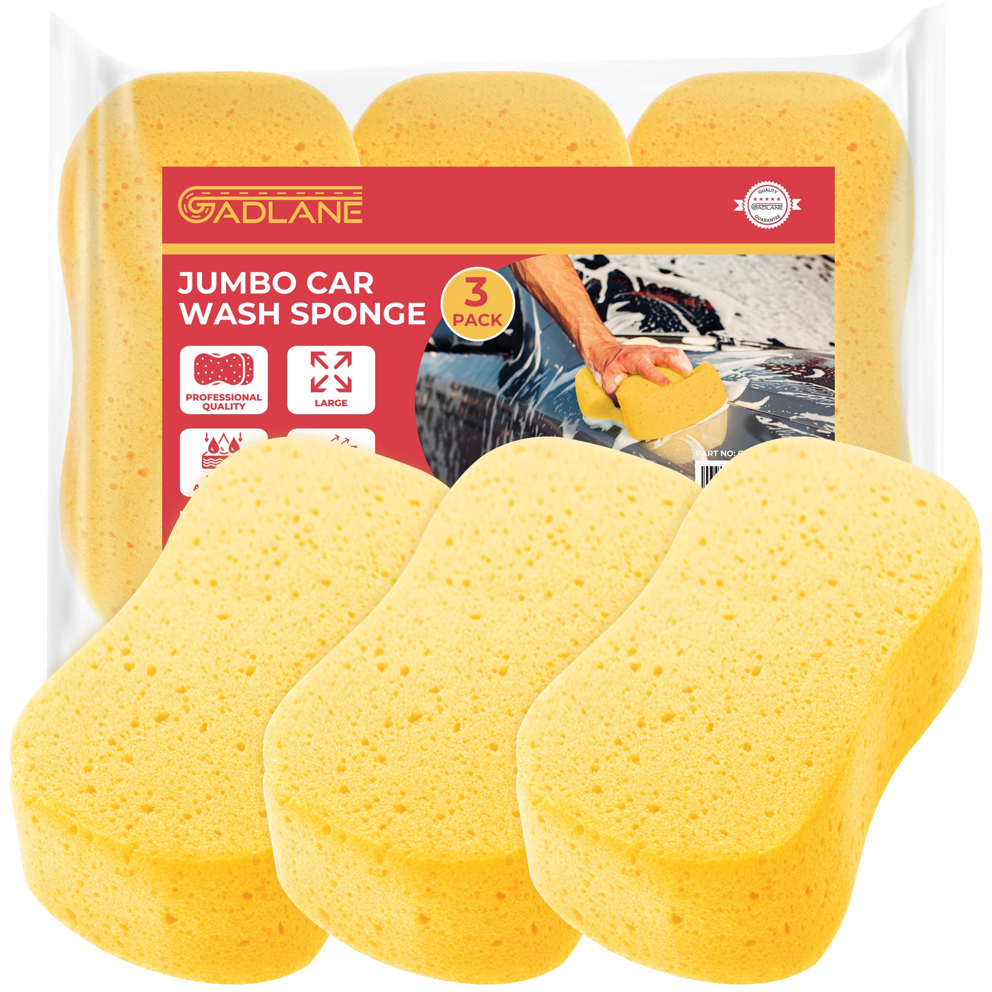 GADLANE JUMBO CAR WASH SPONGE - PACK OF 3